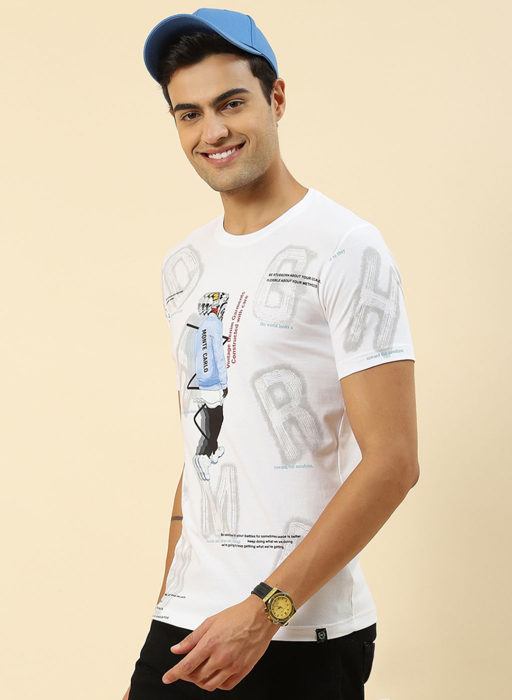 Men White Printed T-Shirt