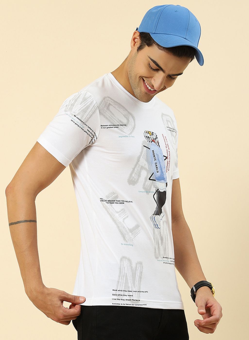 Men White Printed T-Shirt
