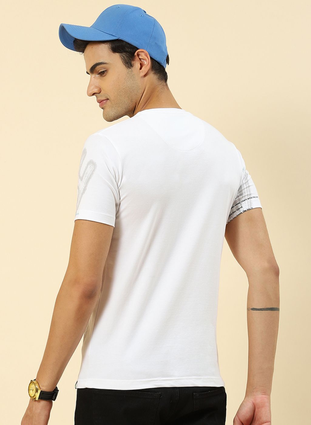 Men White Printed T-Shirt