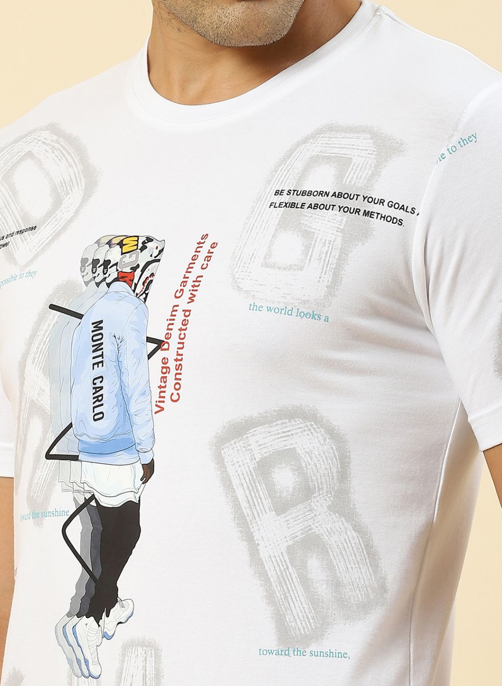 Men White Printed T-Shirt