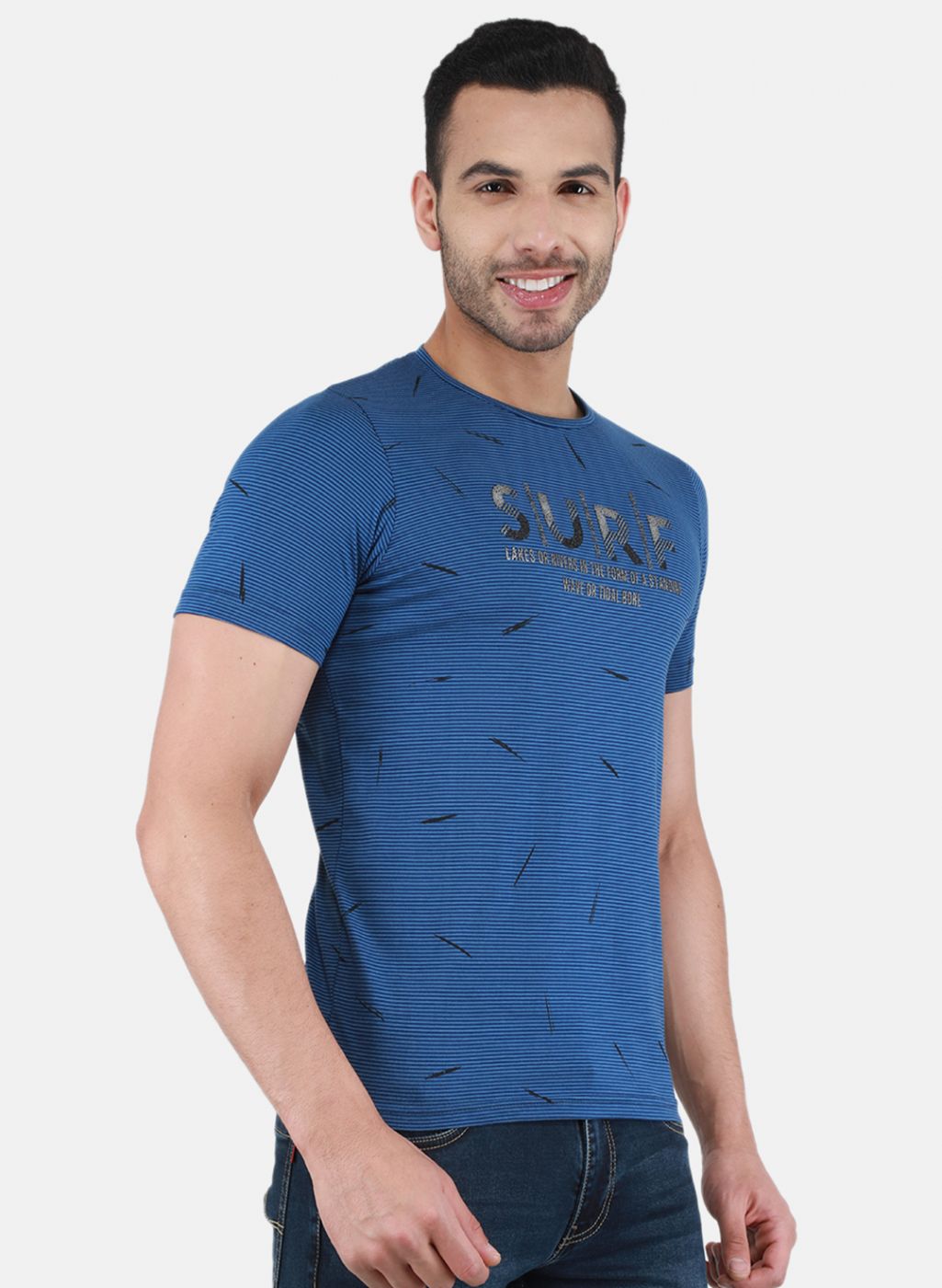 Men NAvy Blue Printed T-Shirt