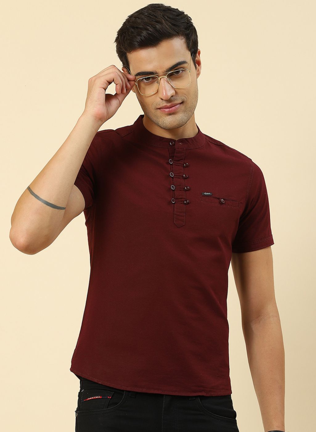 Men Maroon Printed T-Shirt
