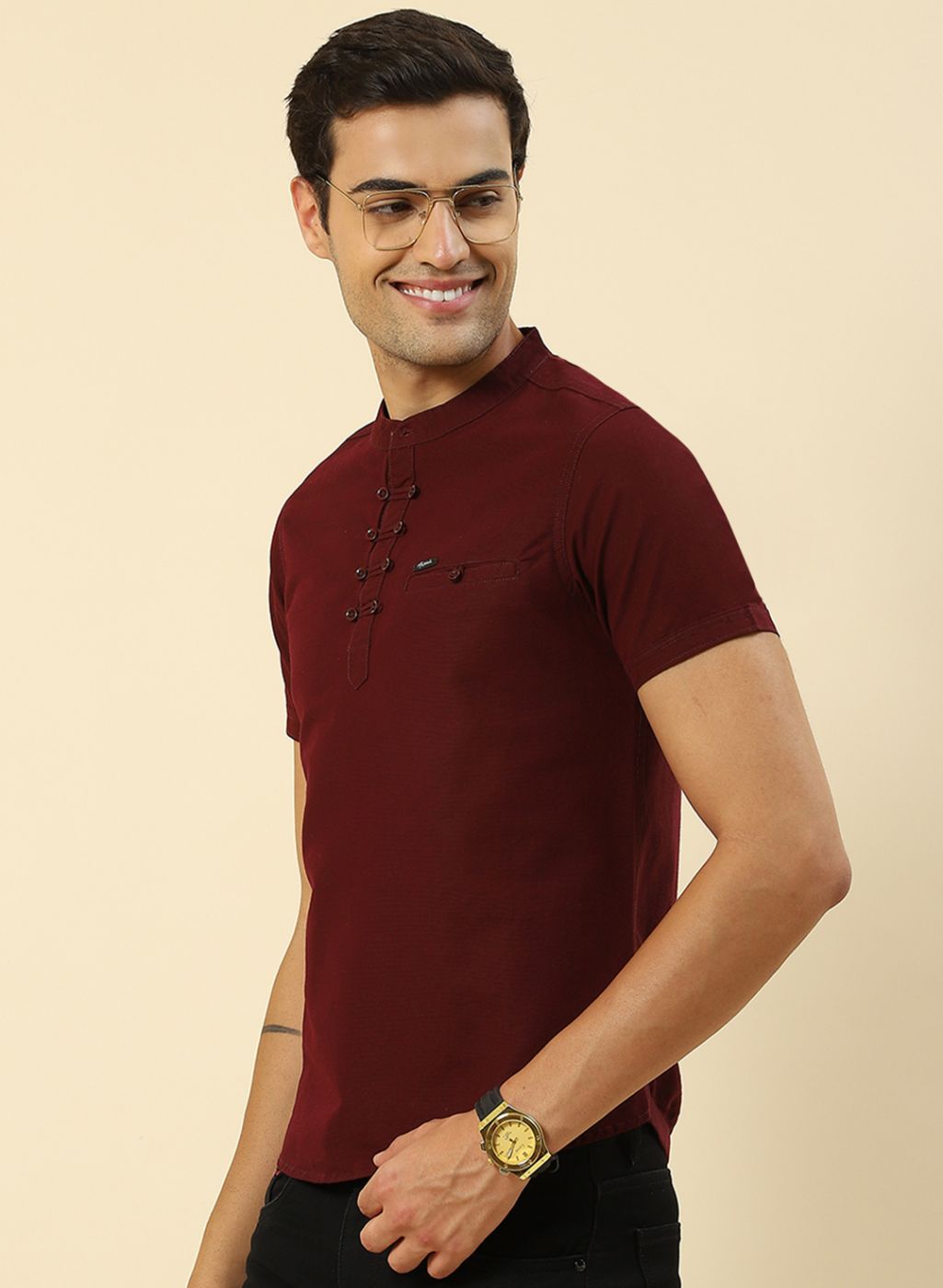 Men Maroon Printed T-Shirt