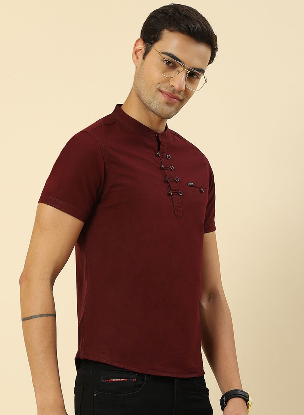Men Maroon Printed T-Shirt