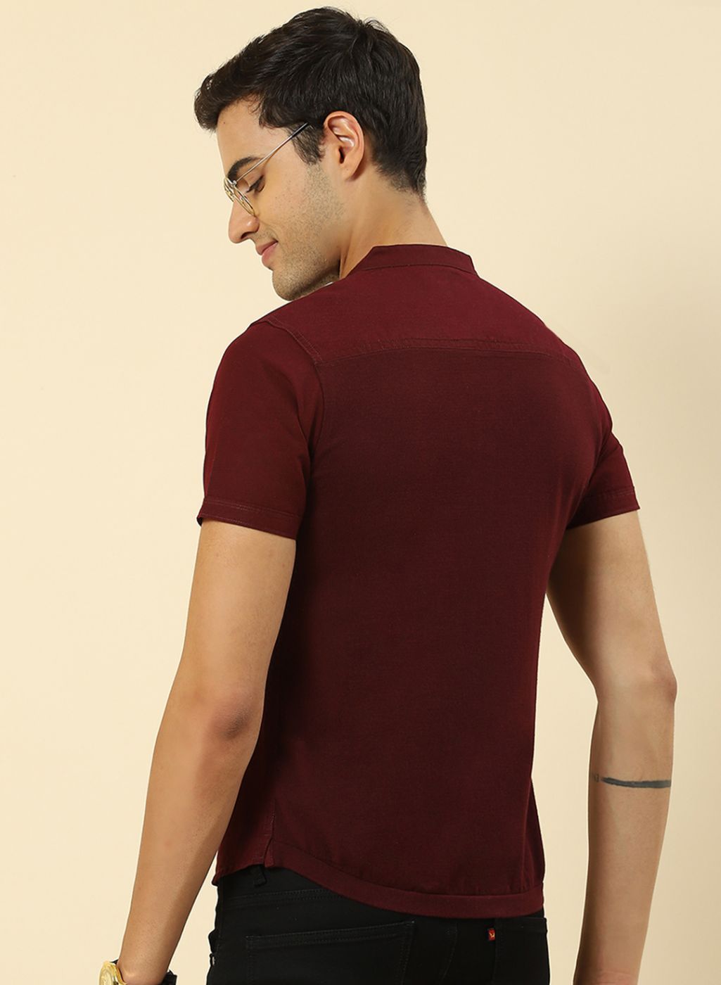 Men Maroon Printed T-Shirt