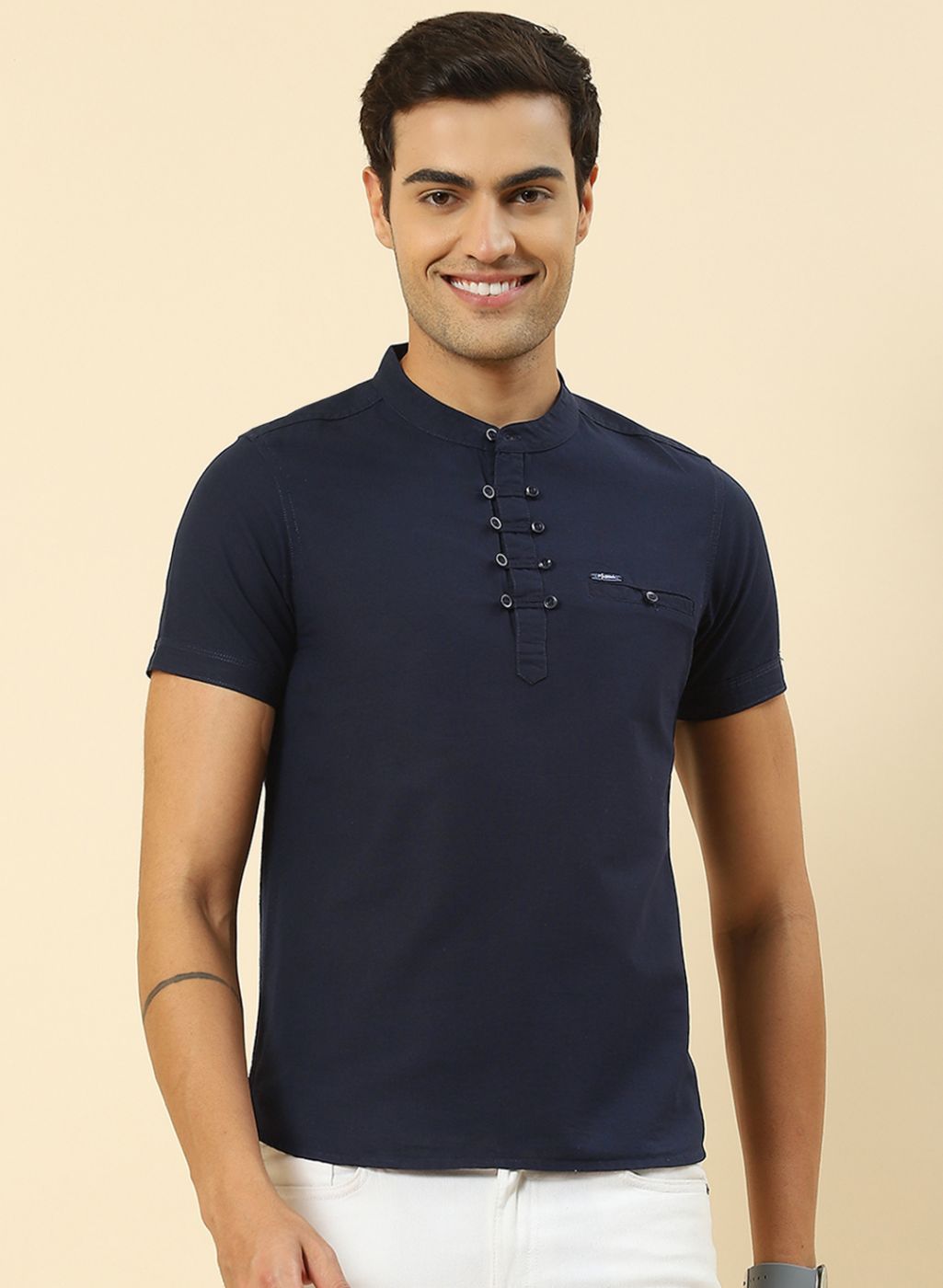 Men NAvy Blue Printed T-Shirt