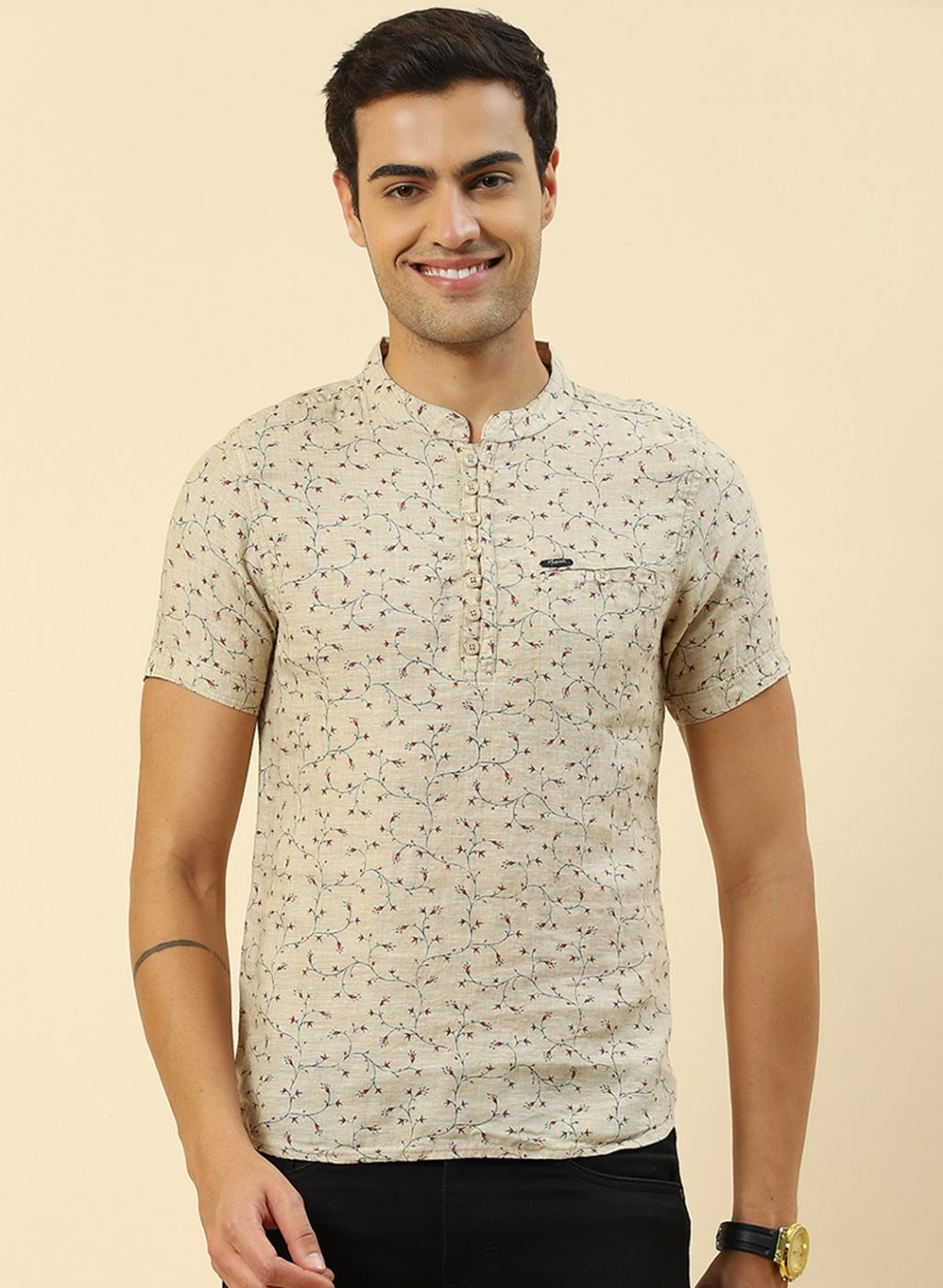 Men Beige Printed T-Shirt