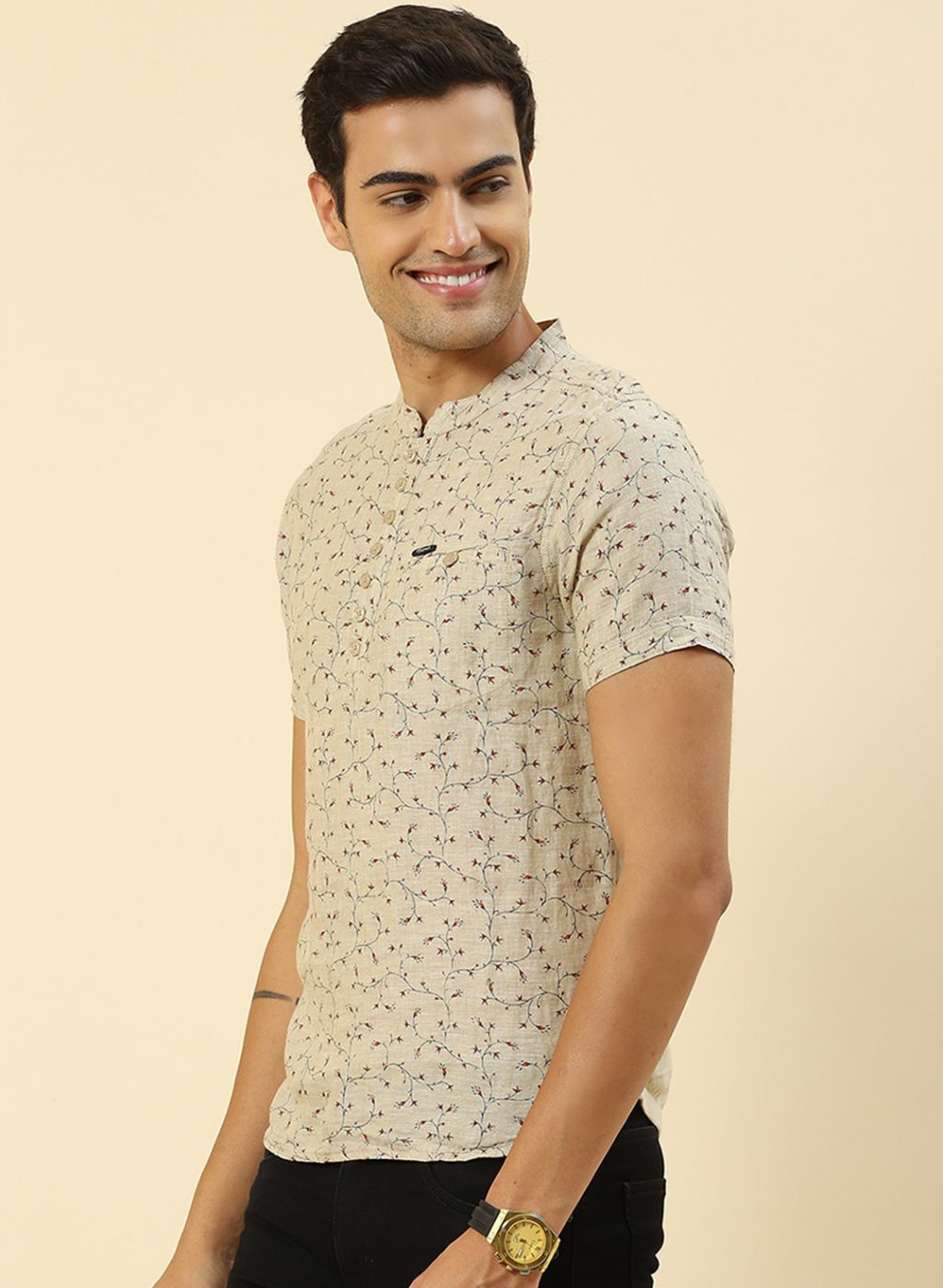 Men Beige Printed T-Shirt