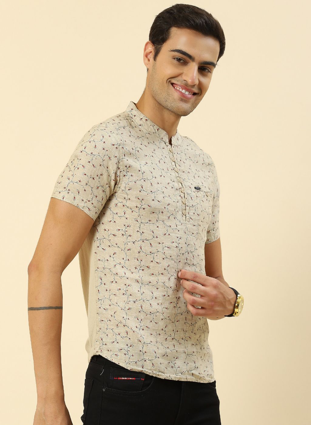 Men Beige Printed T-Shirt