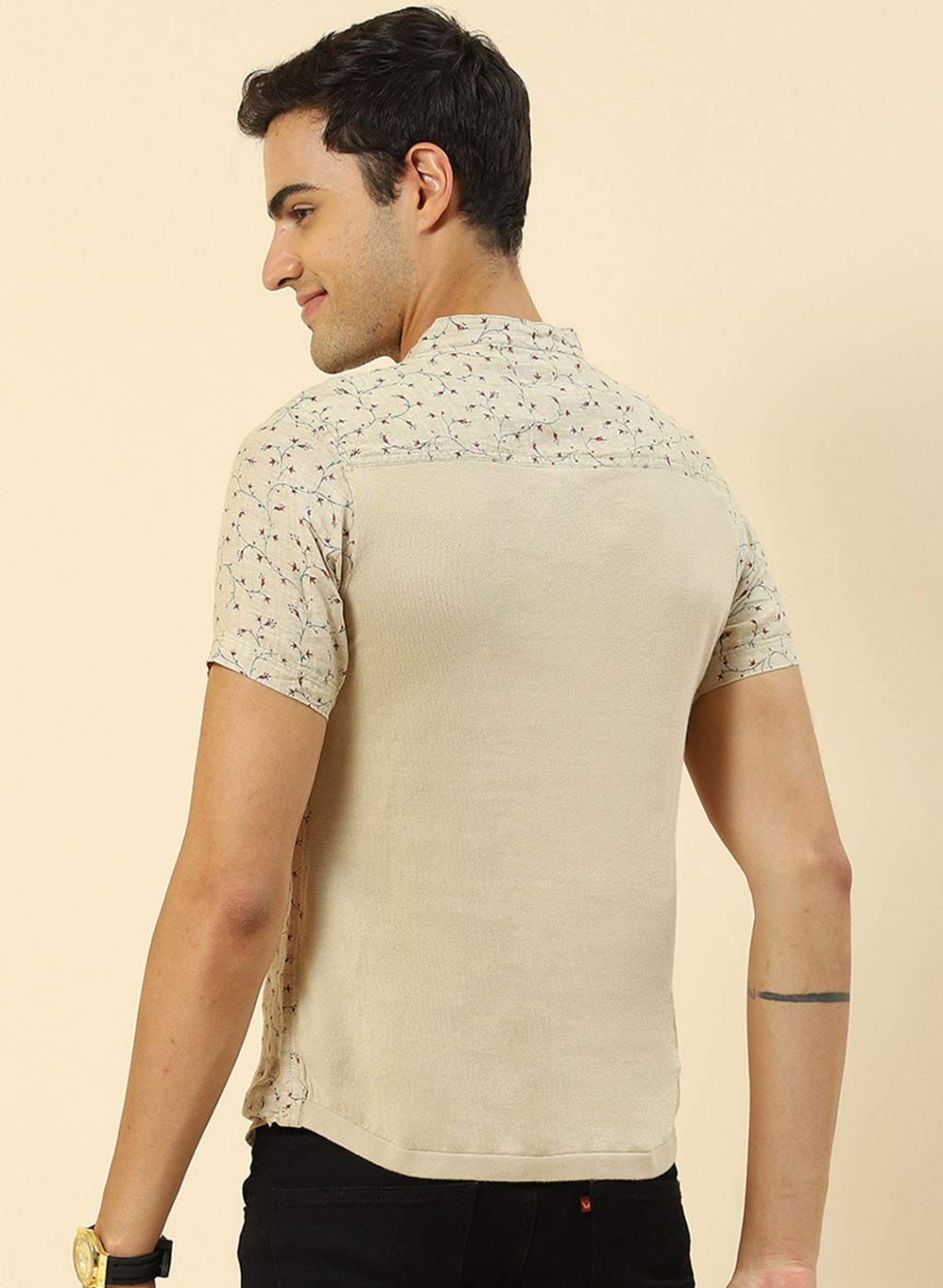 Men Beige Printed T-Shirt