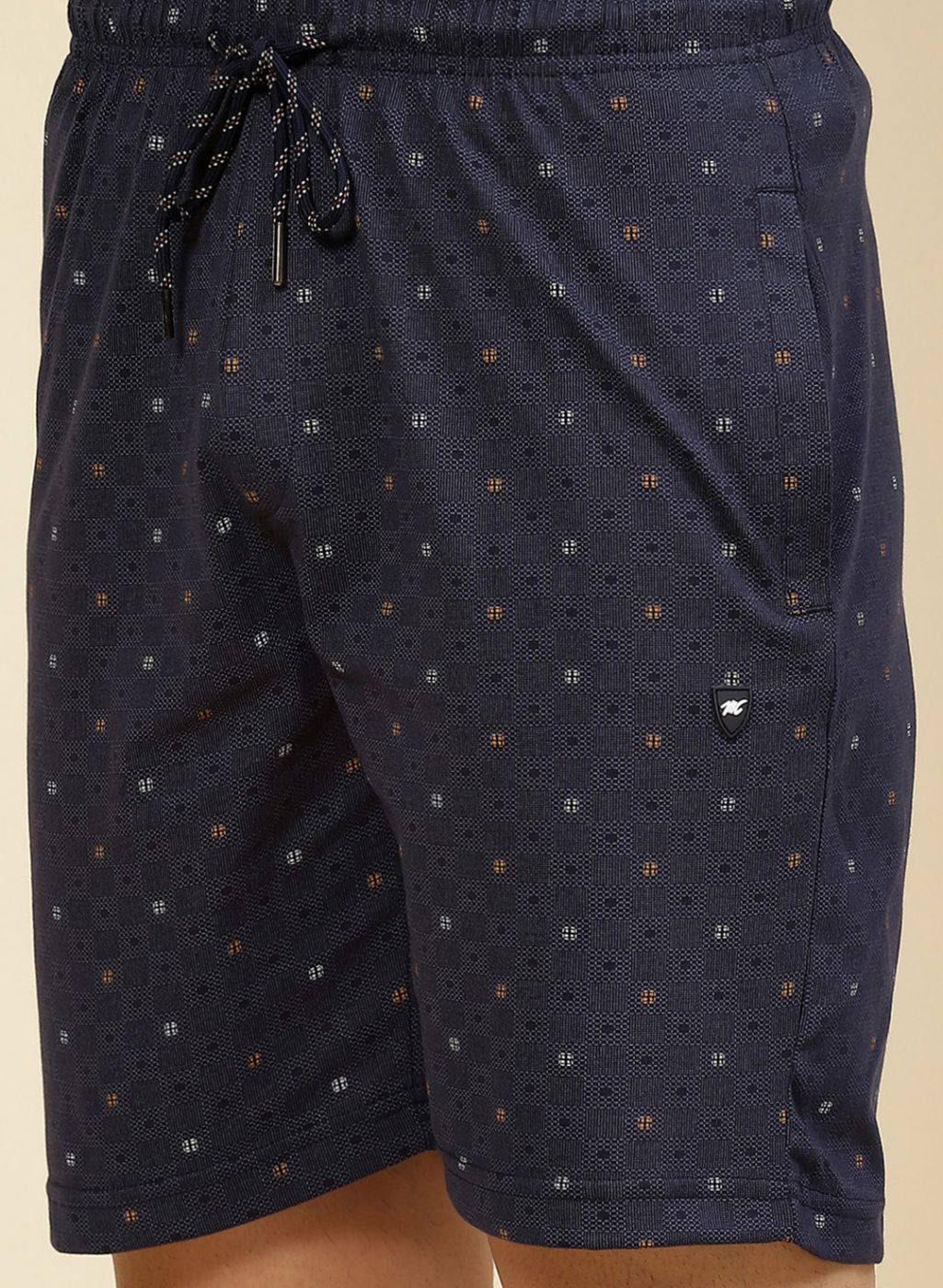 Men NAvy Blue Printed Bermuda