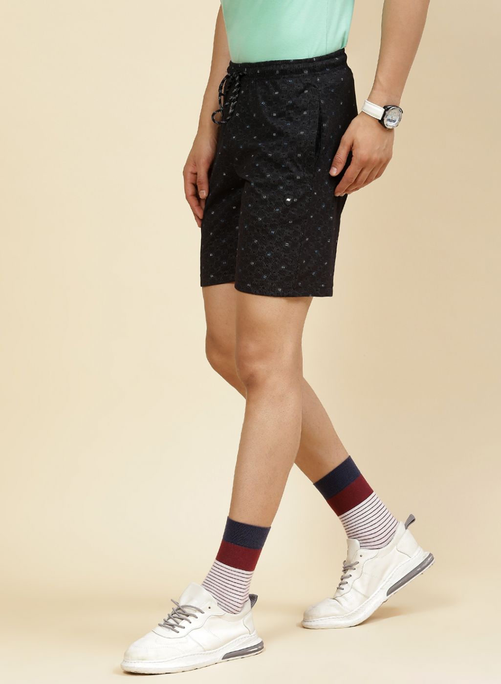 Men Black Printed Bermuda