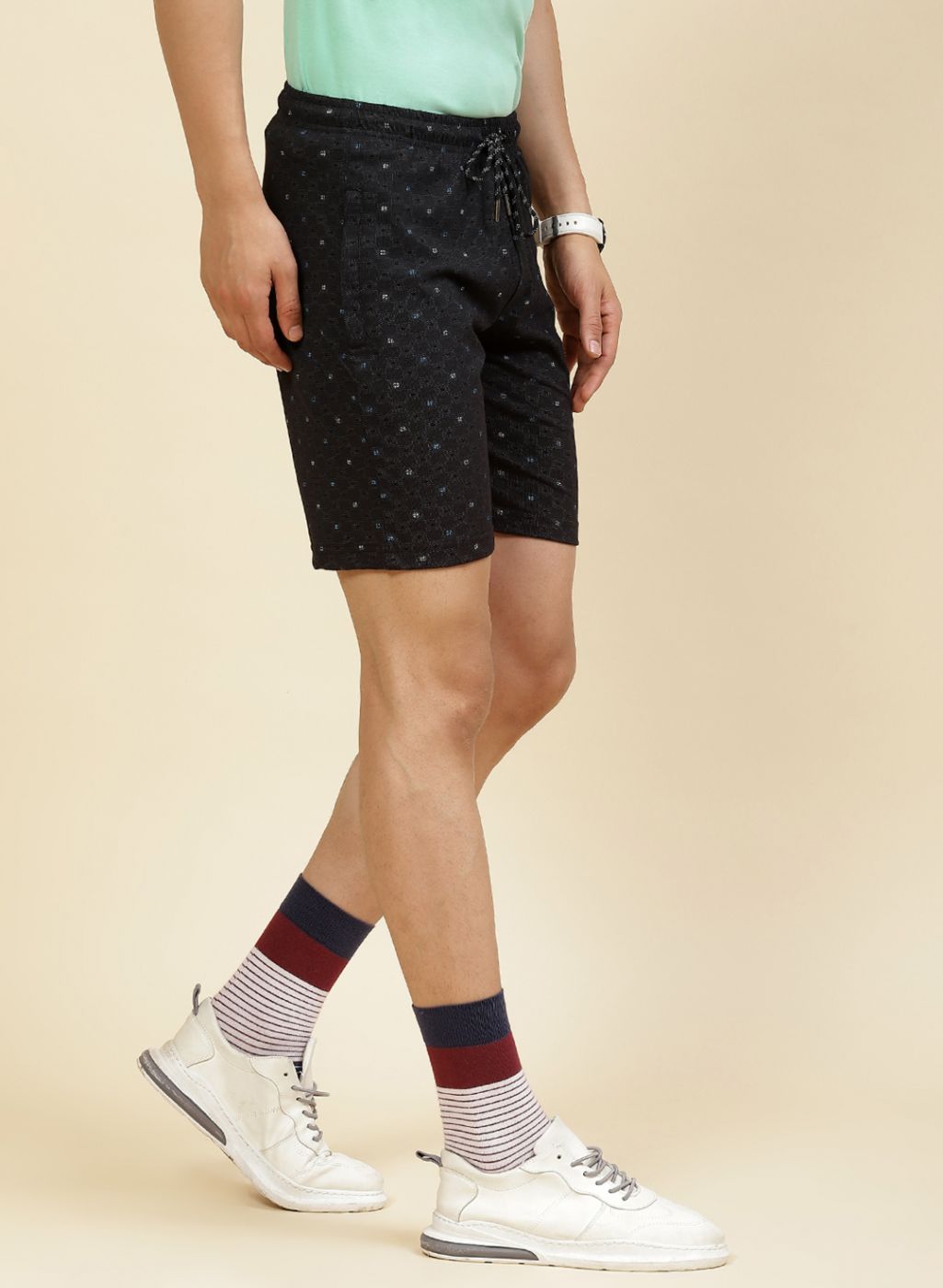 Men Black Printed Bermuda