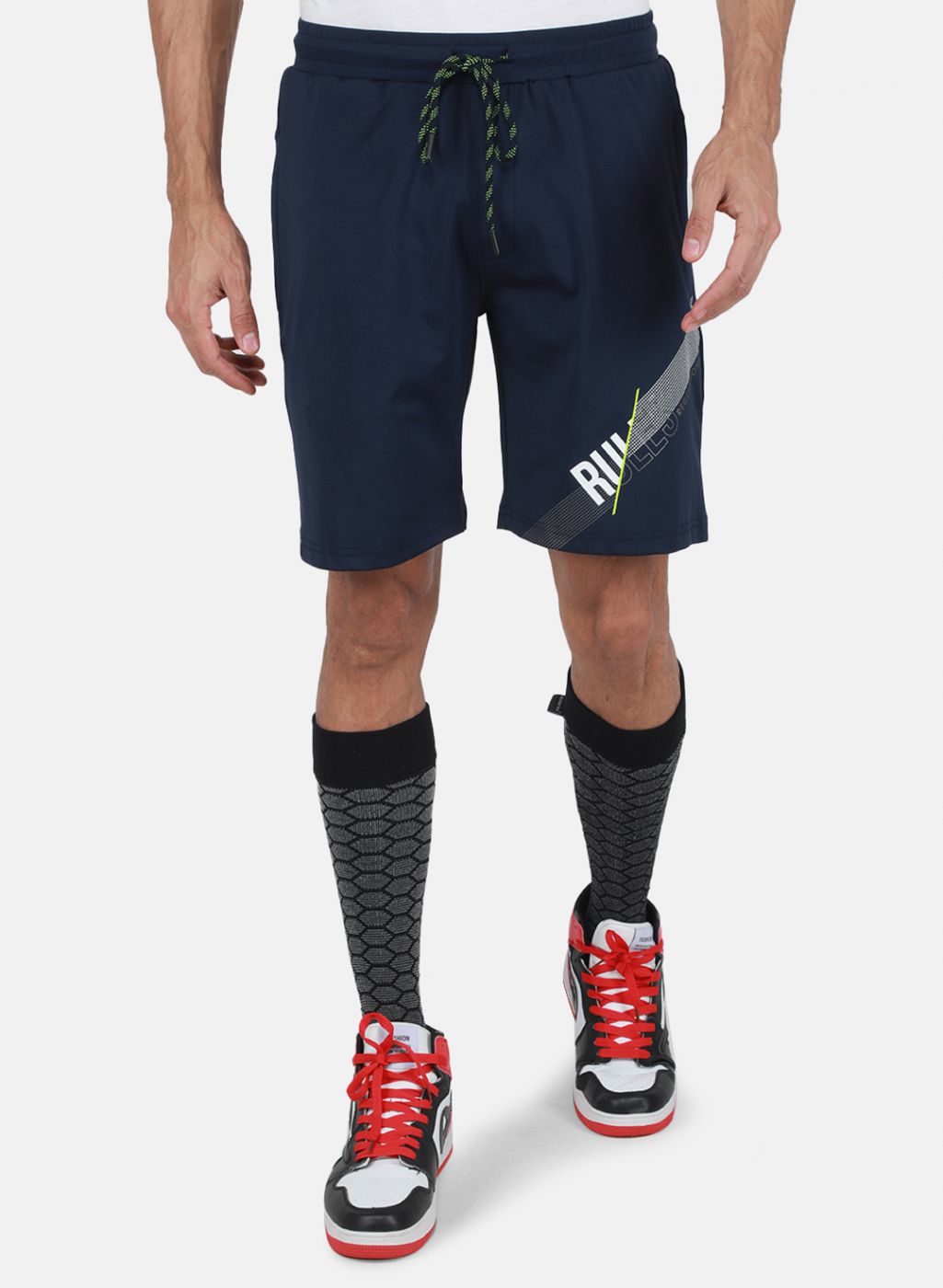 Men NAvy Blue Solid Bermuda