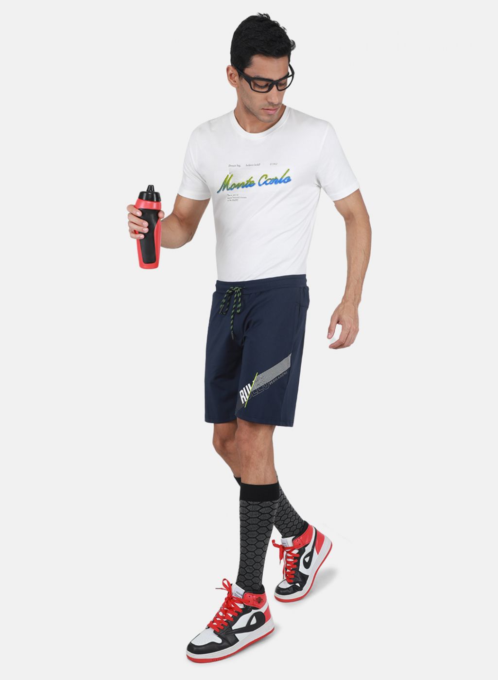 Men NAvy Blue Solid Bermuda