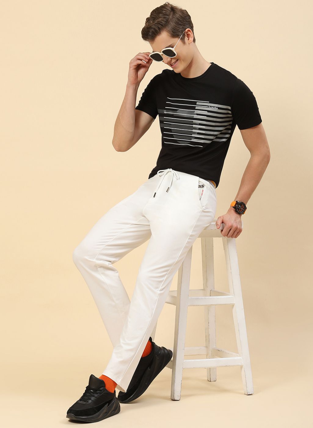 Men White Regular Fit Lower