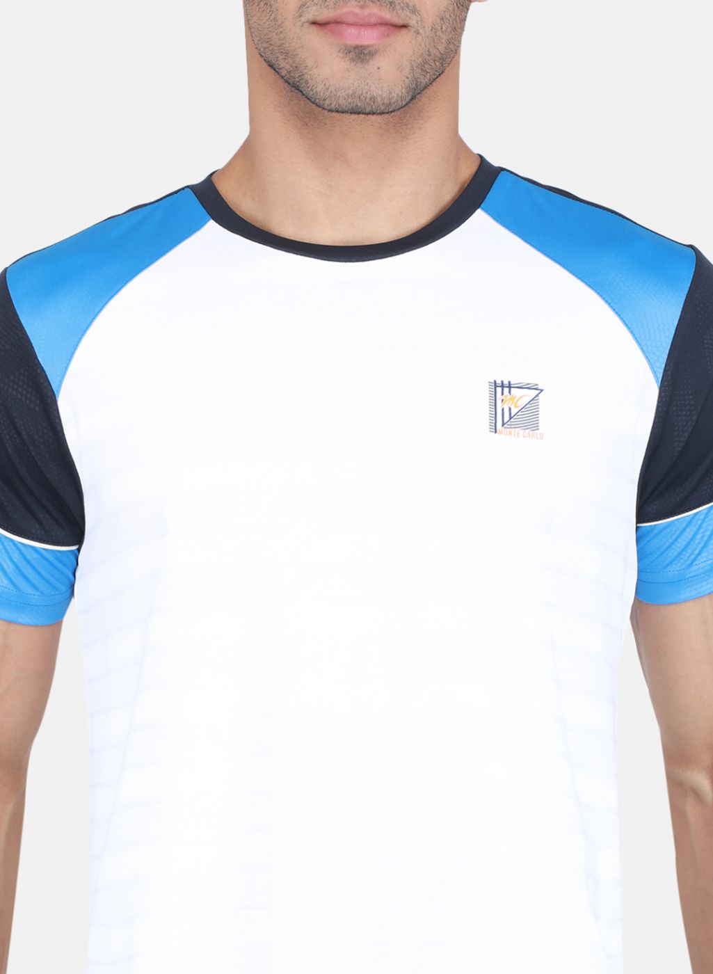 Men White & NAvy Blue Solid Bermuda Set