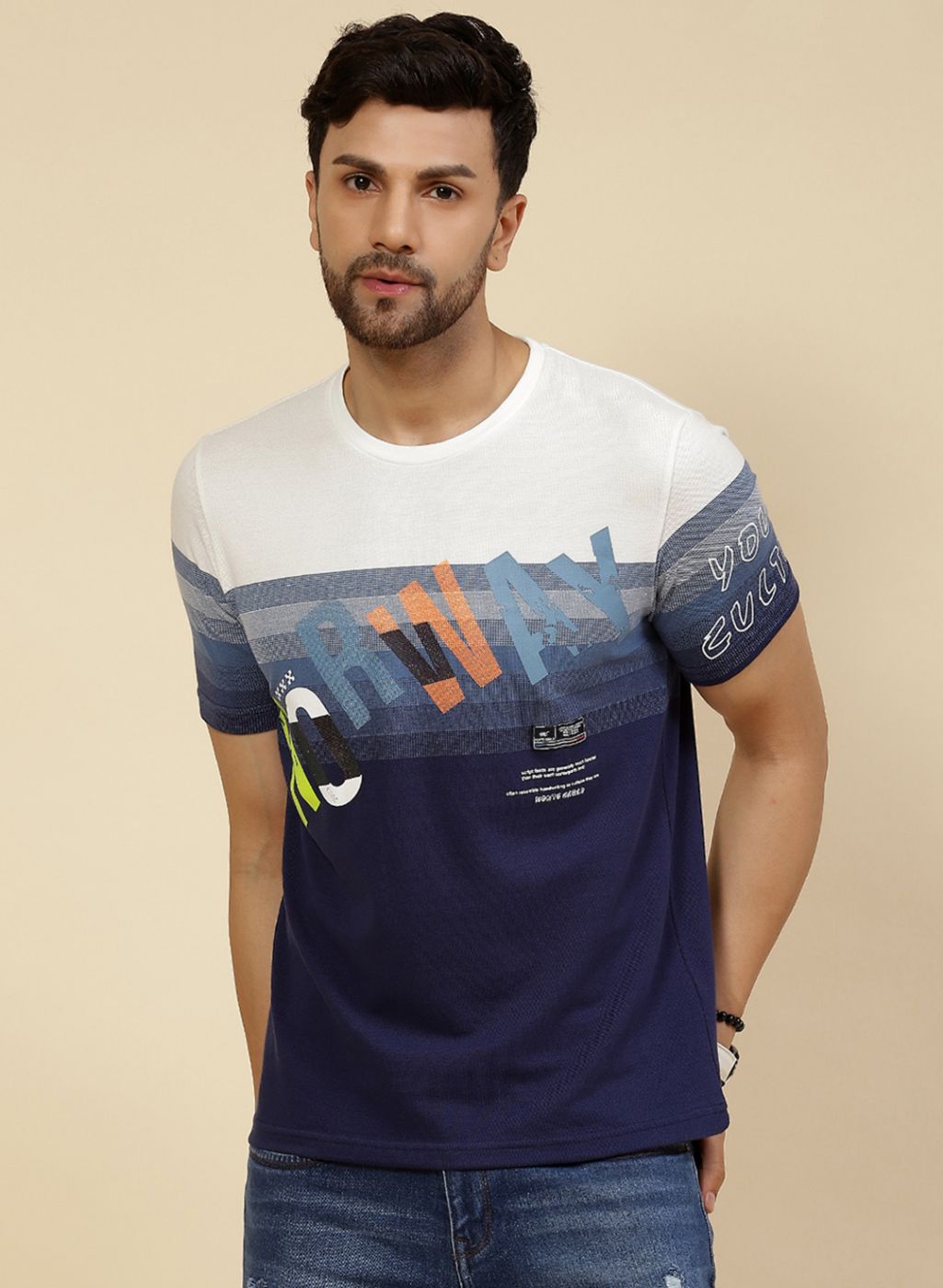 Men Blue Printed T-Shirt