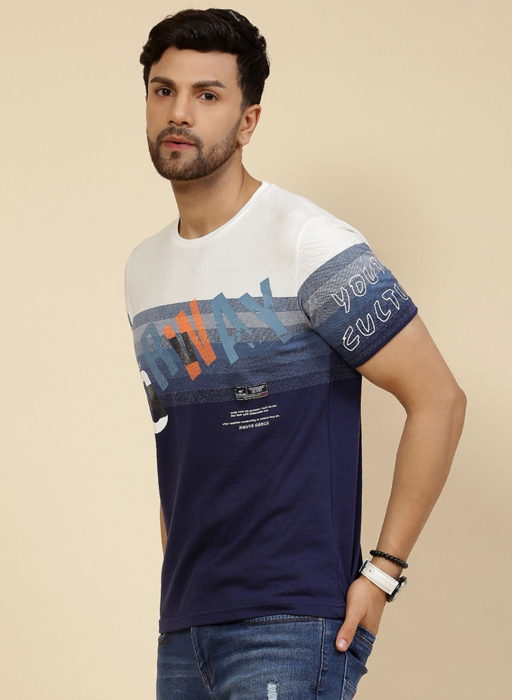 Men Blue Printed T-Shirt