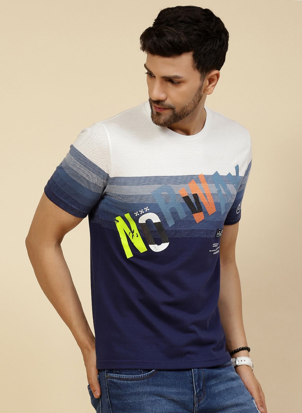 Men Blue Printed T-Shirt