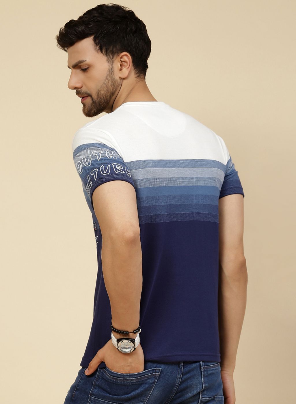Men Blue Printed T-Shirt