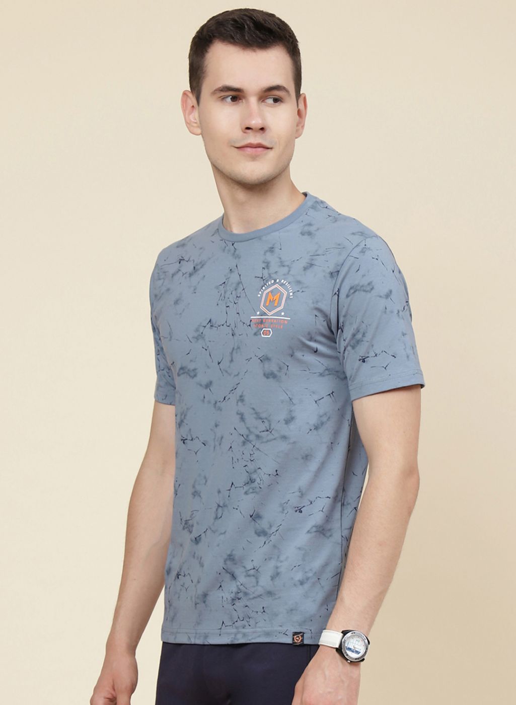 Men Blue Printed T-Shirt