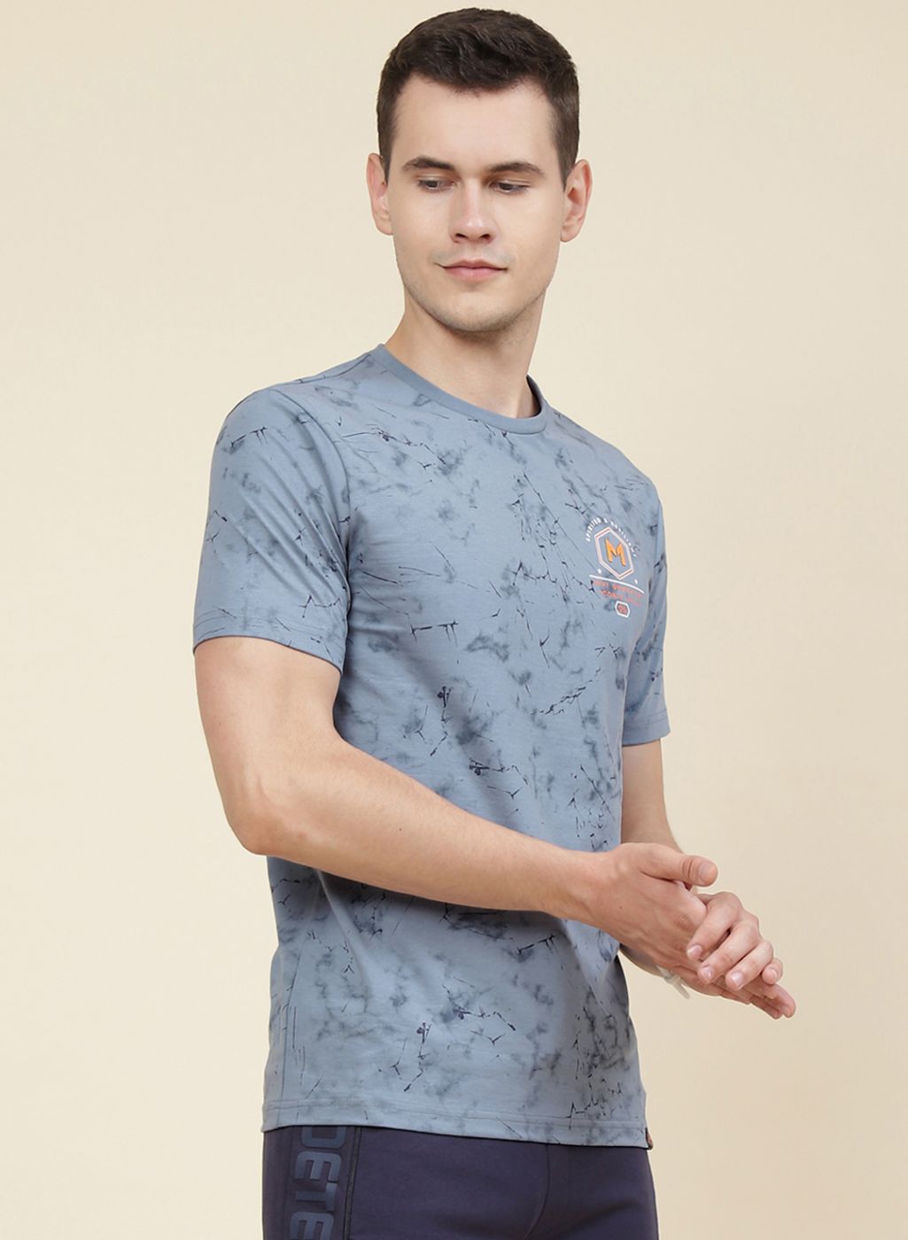 Men Blue Printed T-Shirt