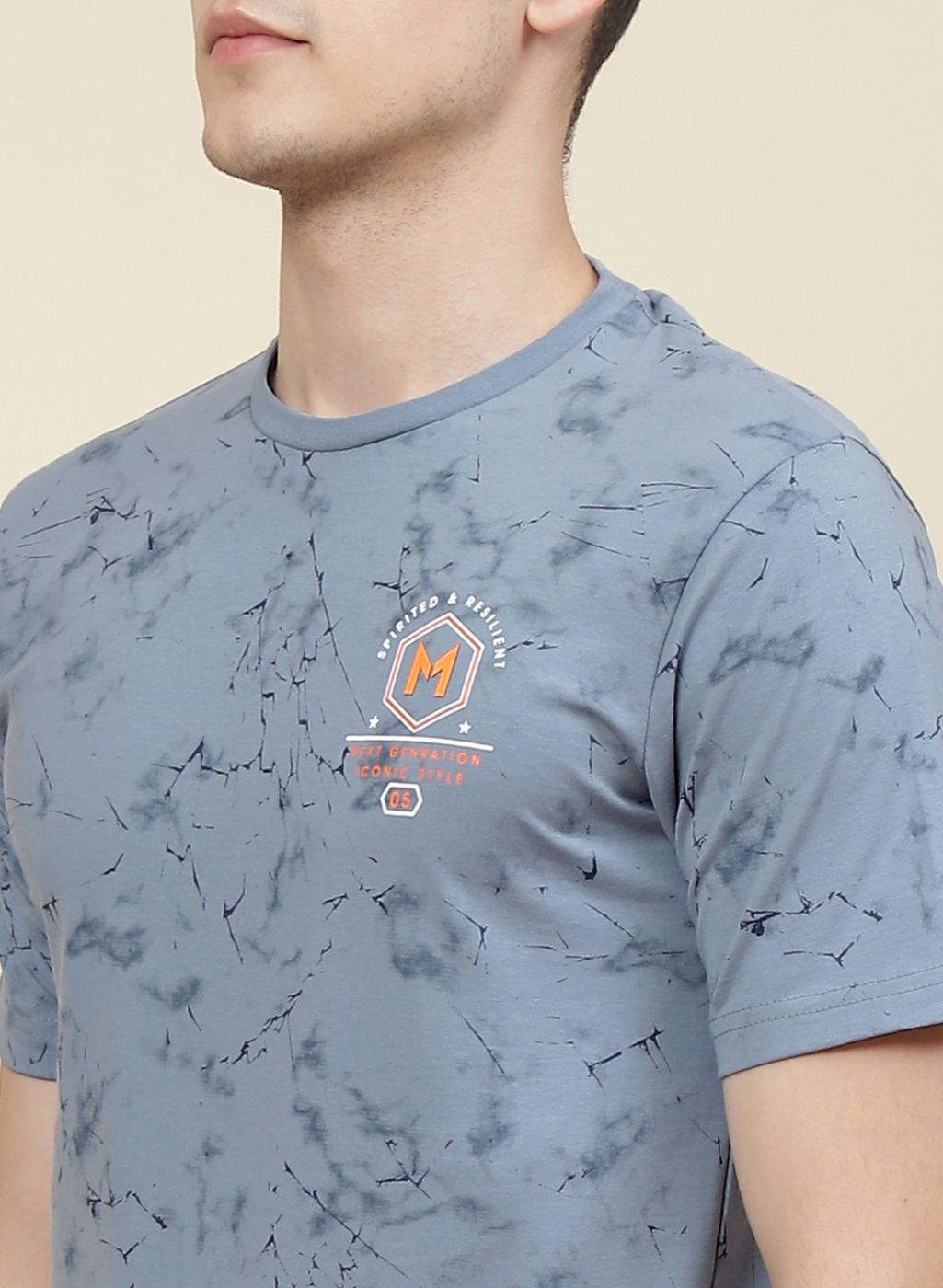 Men Blue Printed T-Shirt