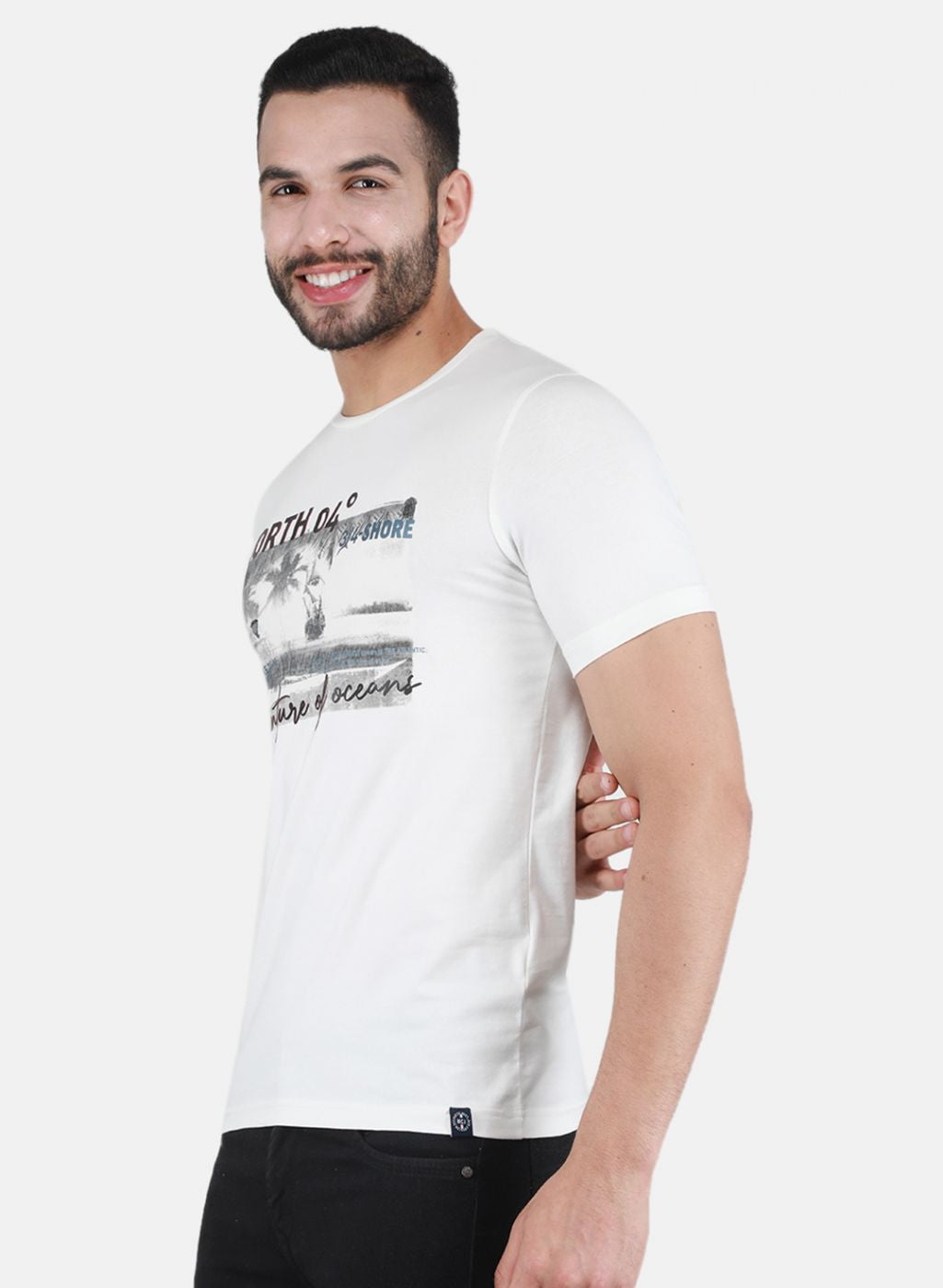 Men Off White Printed T-Shirt