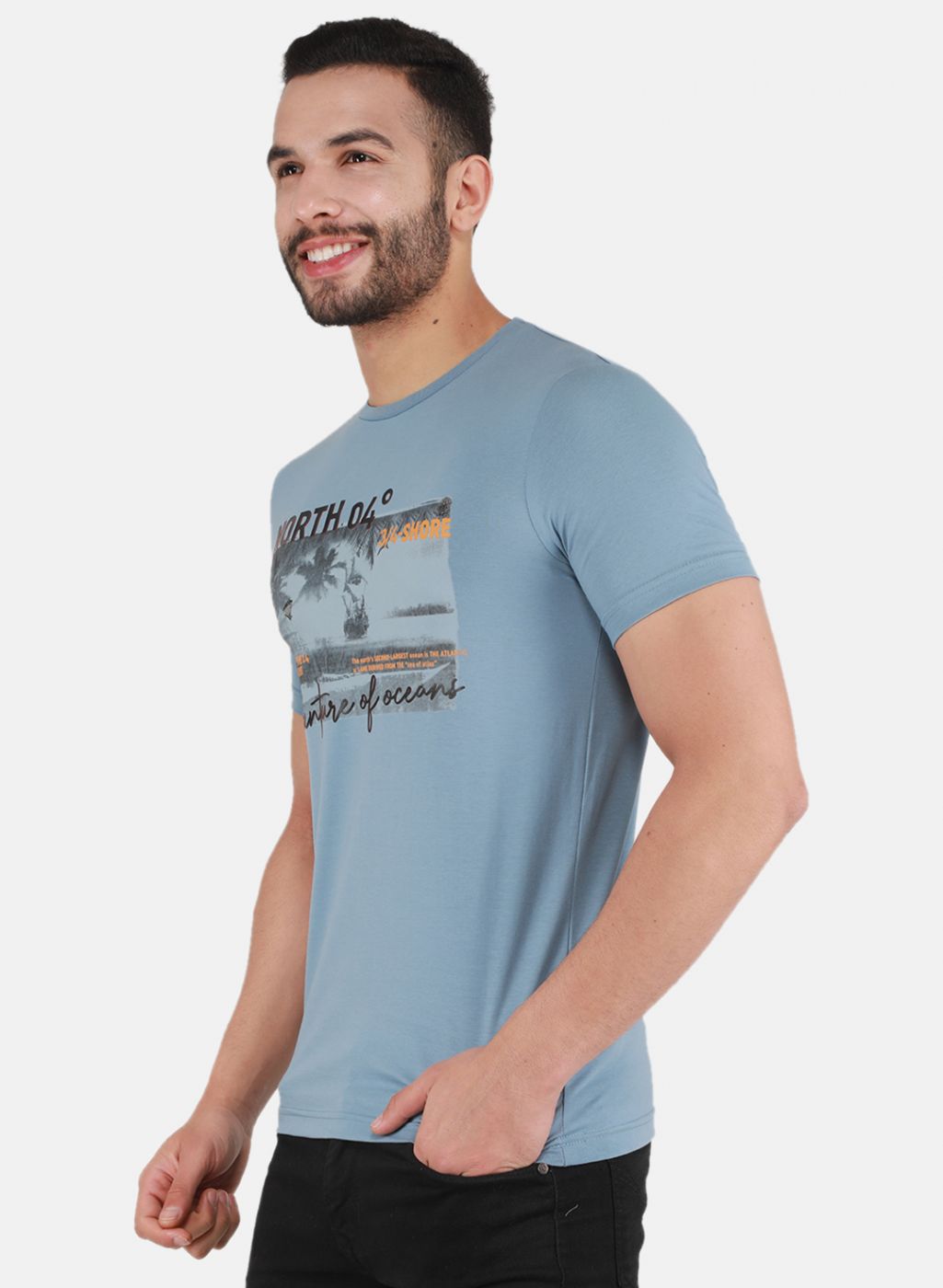 Men Blue Printed T-Shirt