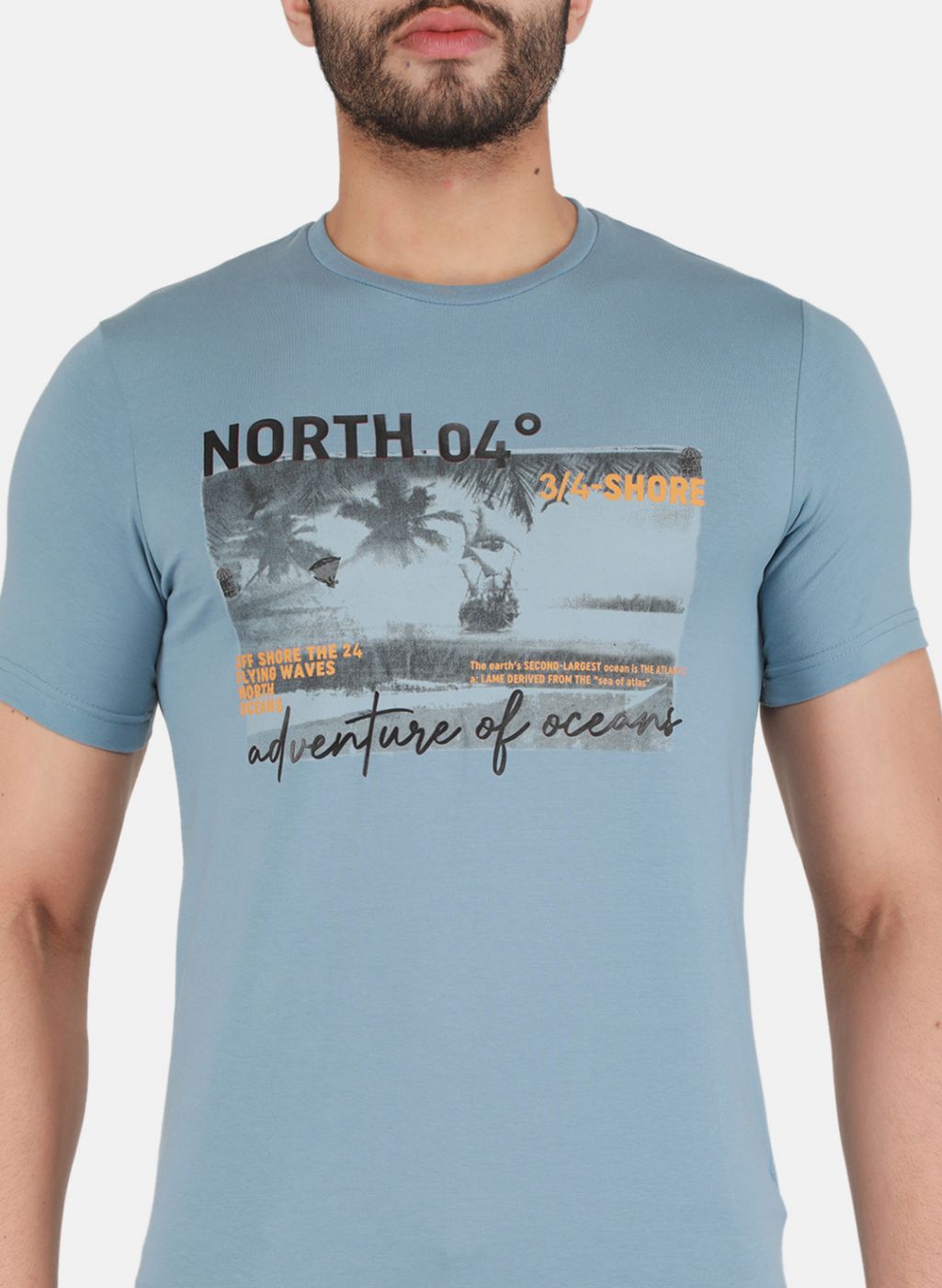 Men Blue Printed T-Shirt