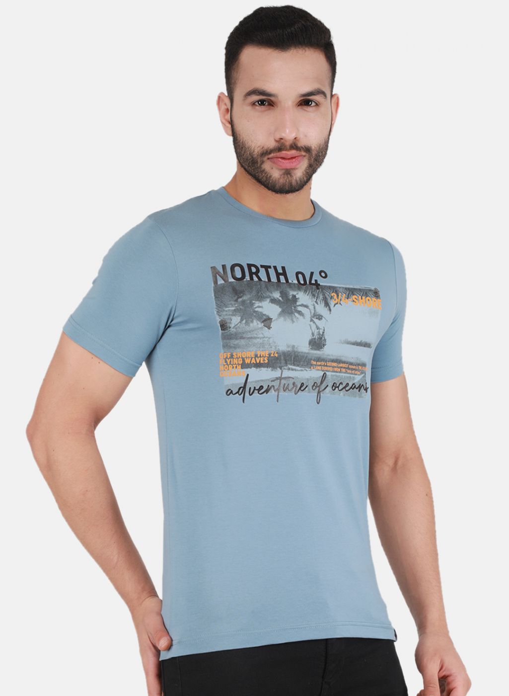 Men Blue Printed T-Shirt