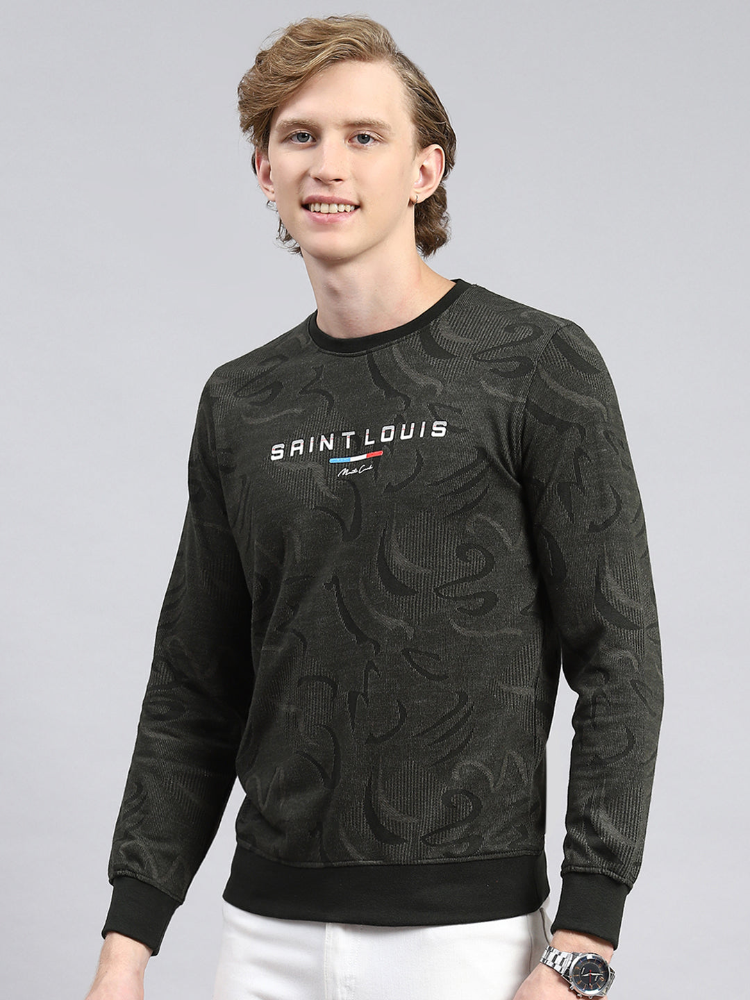 Men Olive Stripe T-Shirt