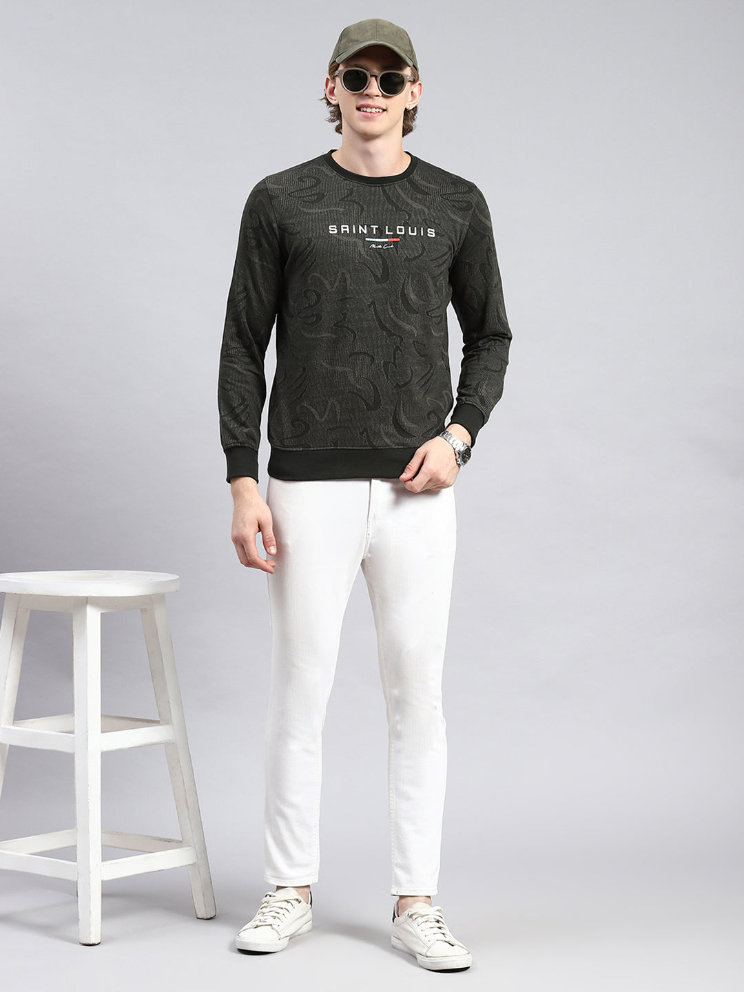 Men Olive Stripe T-Shirt