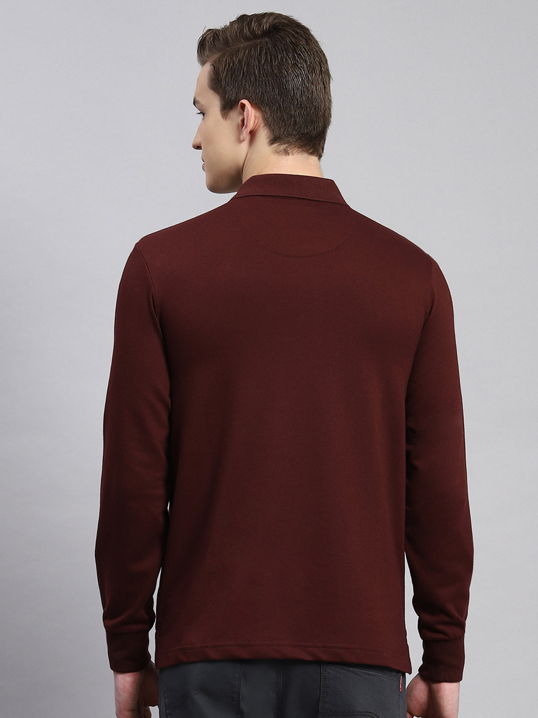 Men Maroon Plain Winter T-Shirt
