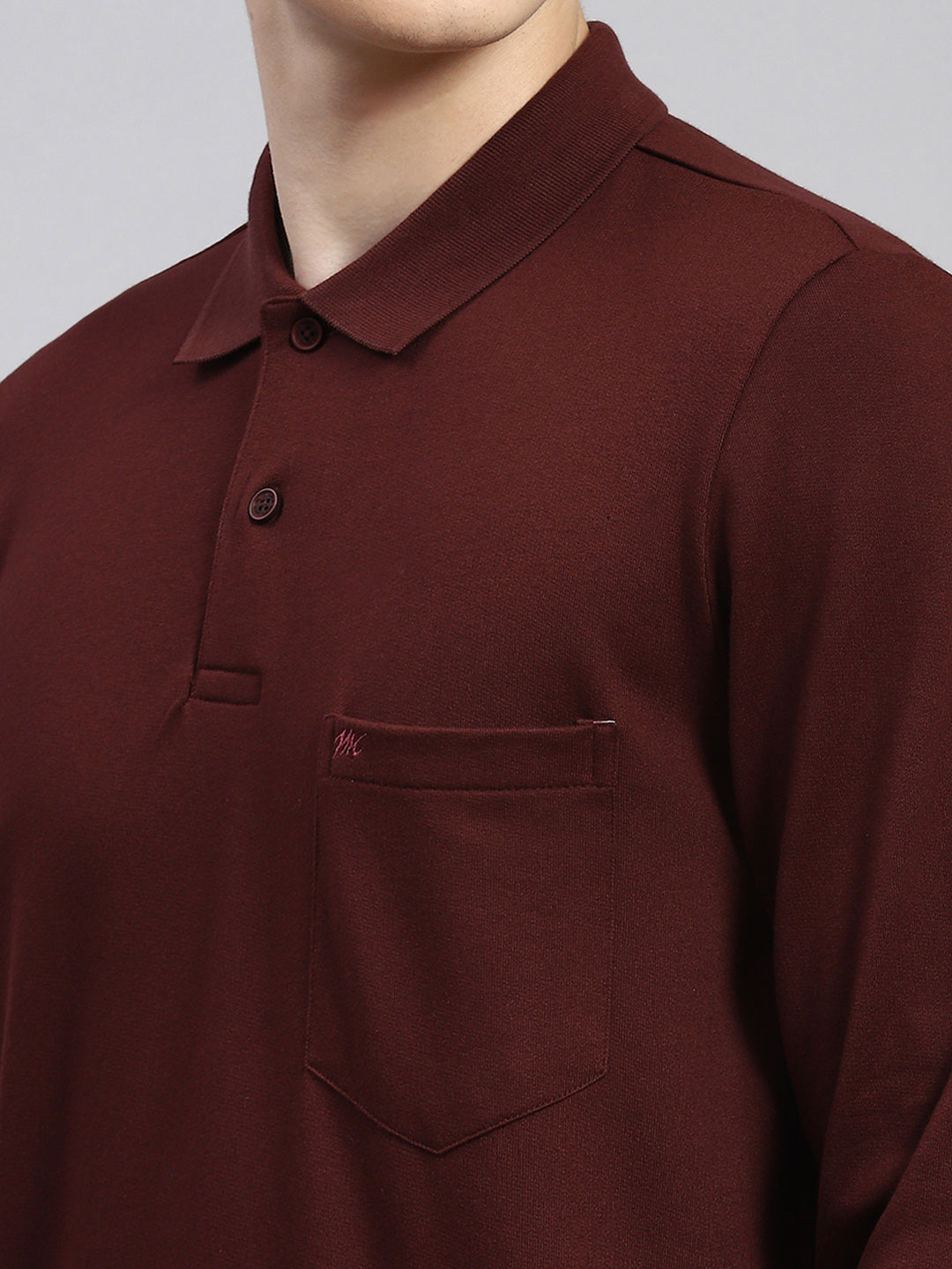 Men Maroon Plain Winter T-Shirt