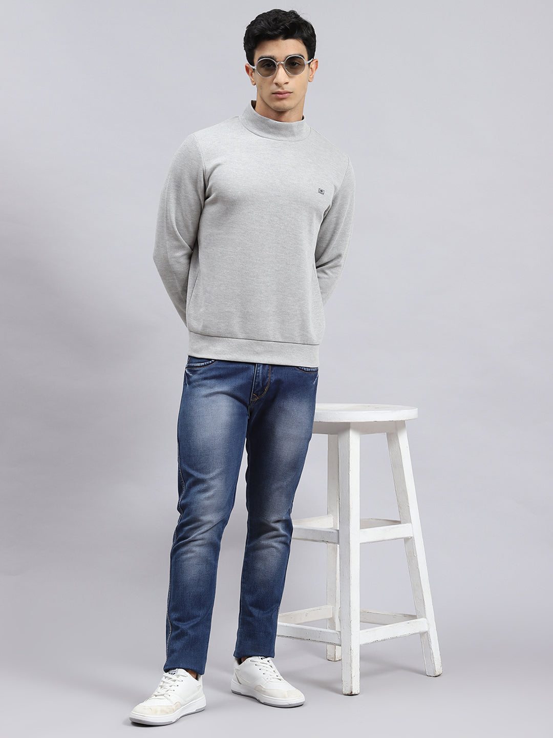 Men Grey Plain T-Shirt