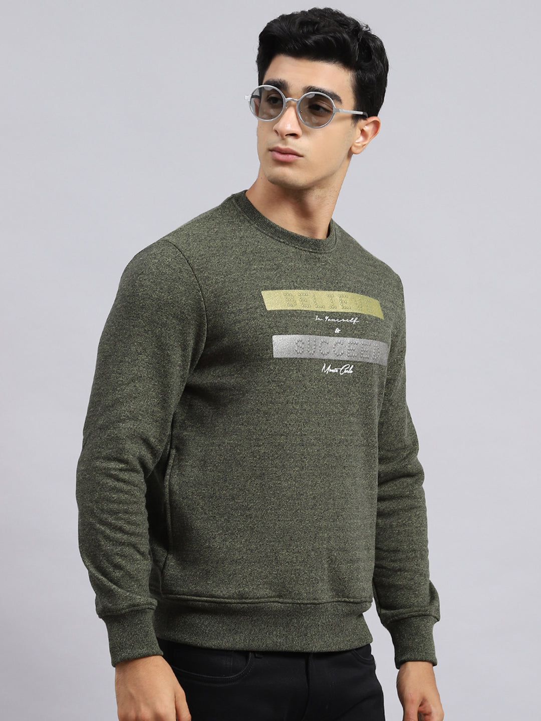 Men Green Plain Sweatshirt