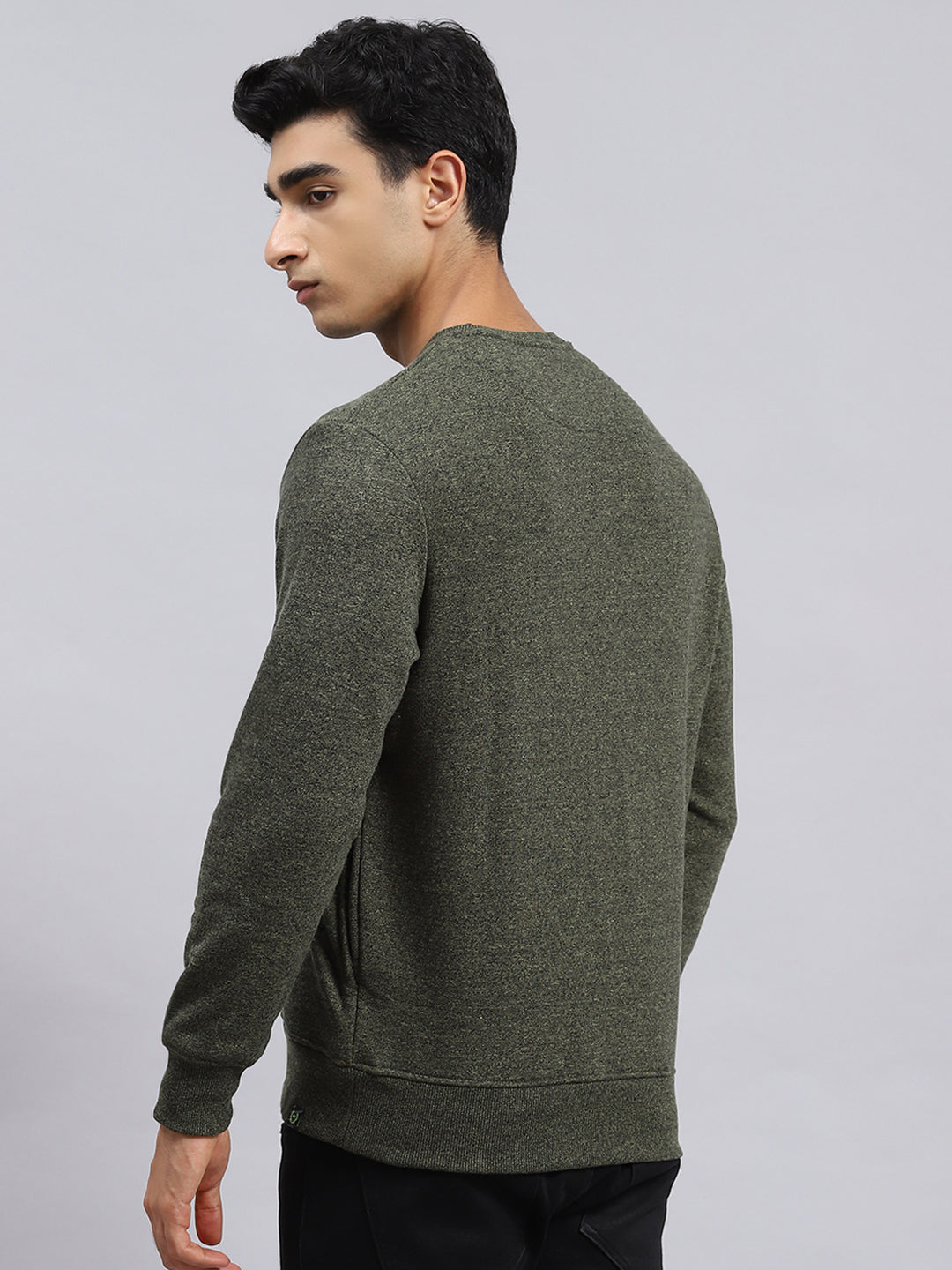 Men Green Plain Sweatshirt