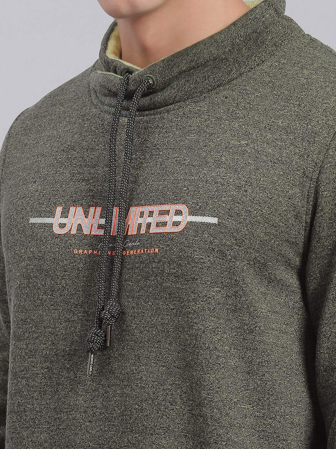 Men Green Solid F Neck Full Sleeve Sweatshirts
