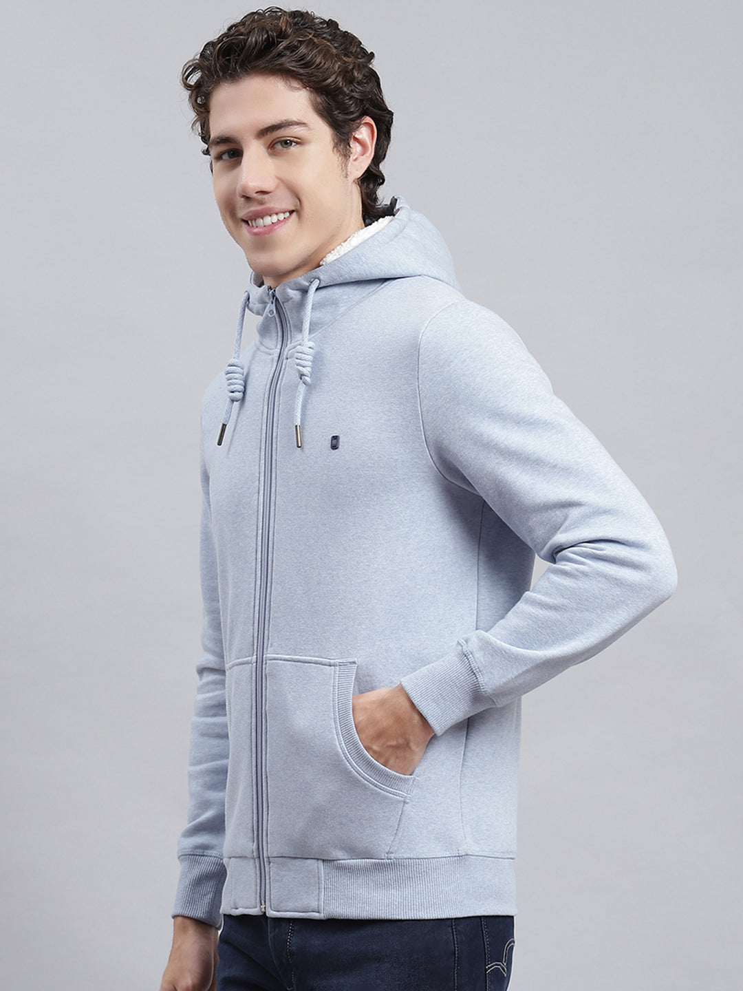 Men Blue Plain Sweatshirt