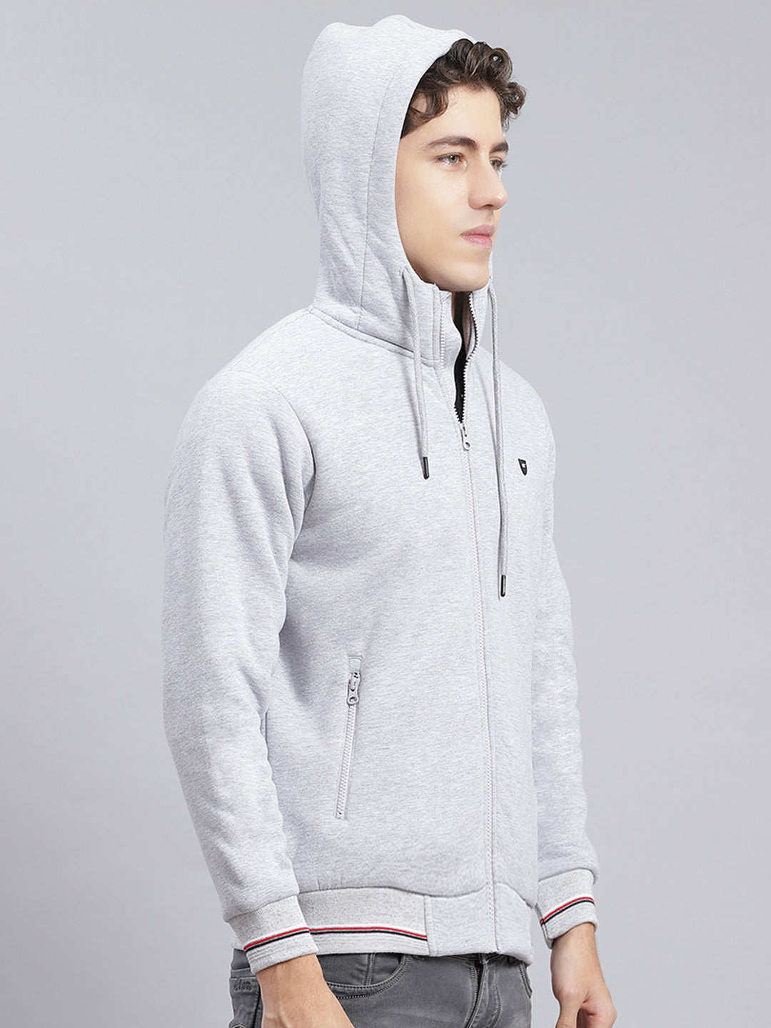 Men Grey Solid Cotton Blend Sweatshirt