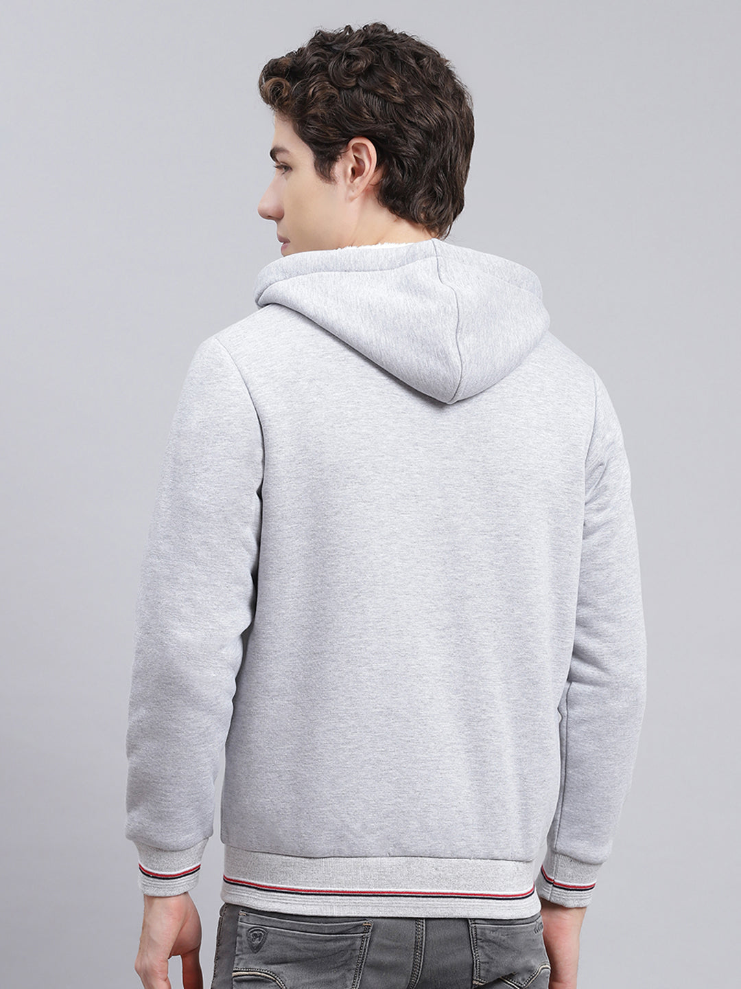 Men Grey Solid Cotton Blend Sweatshirt