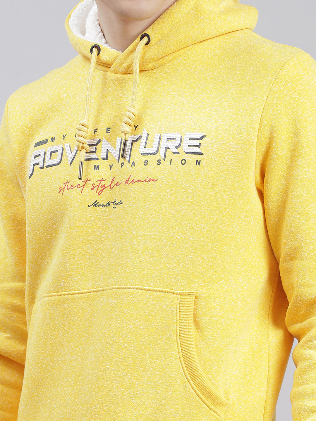 Men Yellow Solid Hooded Full Sleeve Sweatshirts