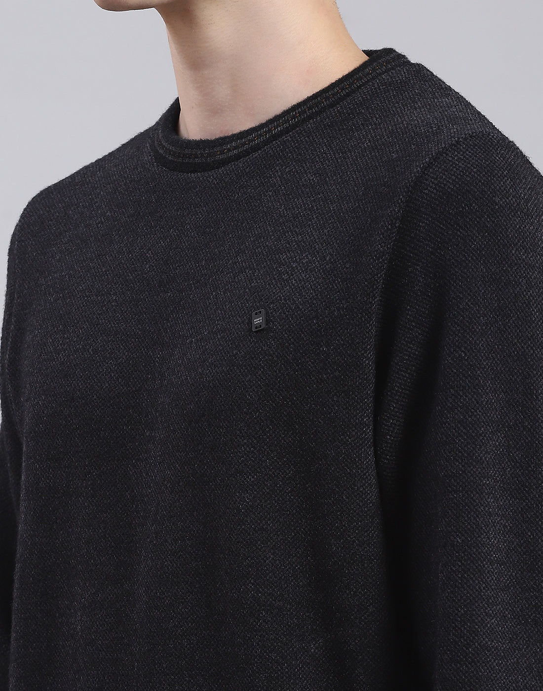 Men Black Printed Round Neck Full Sleeve Sweatshirt