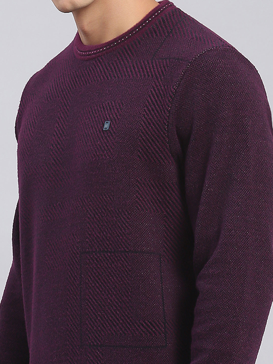 Men Purple Printed Round Neck Full Sleeve Sweatshirts