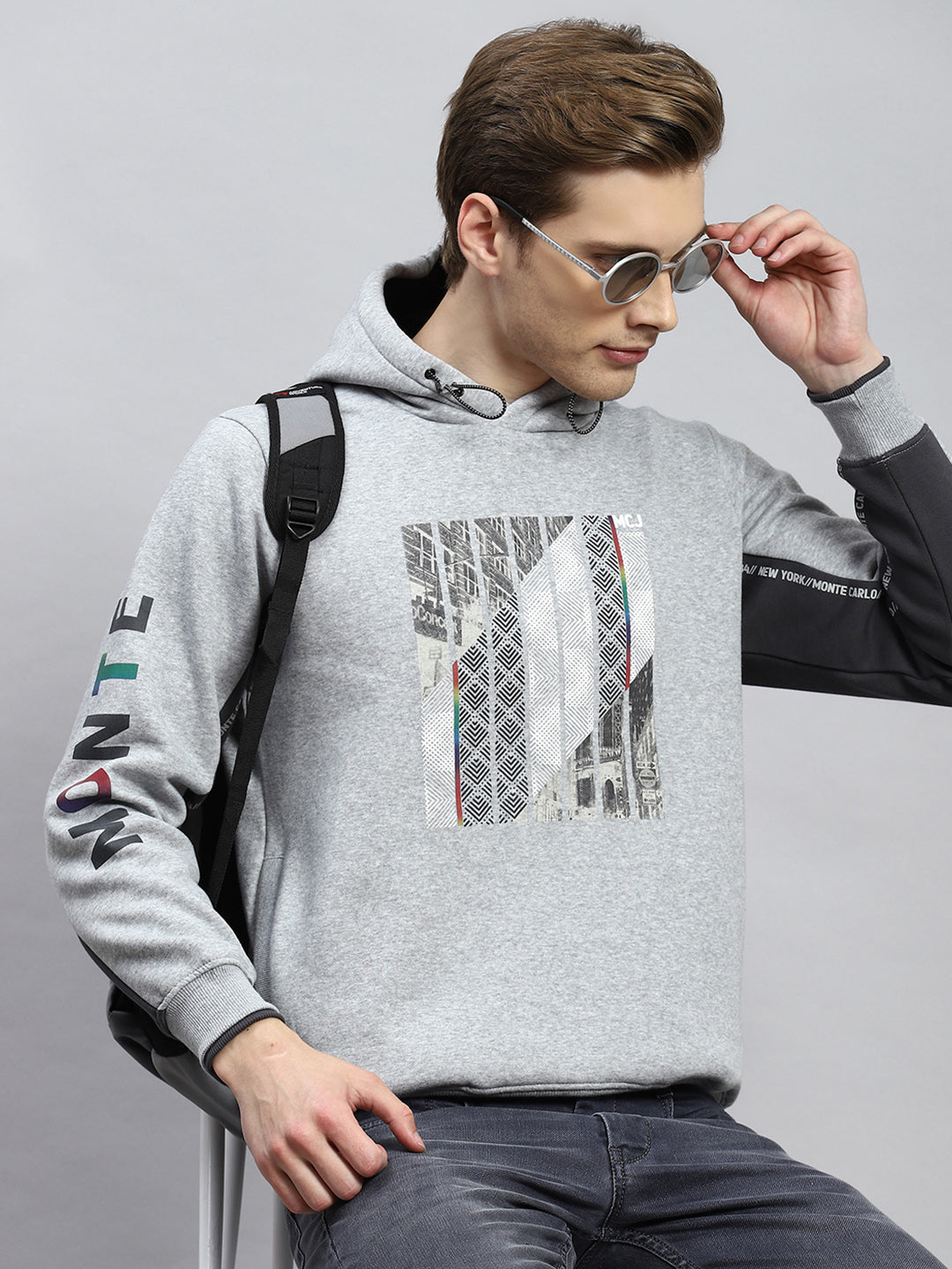 Men Grey Printed Sweatshirt