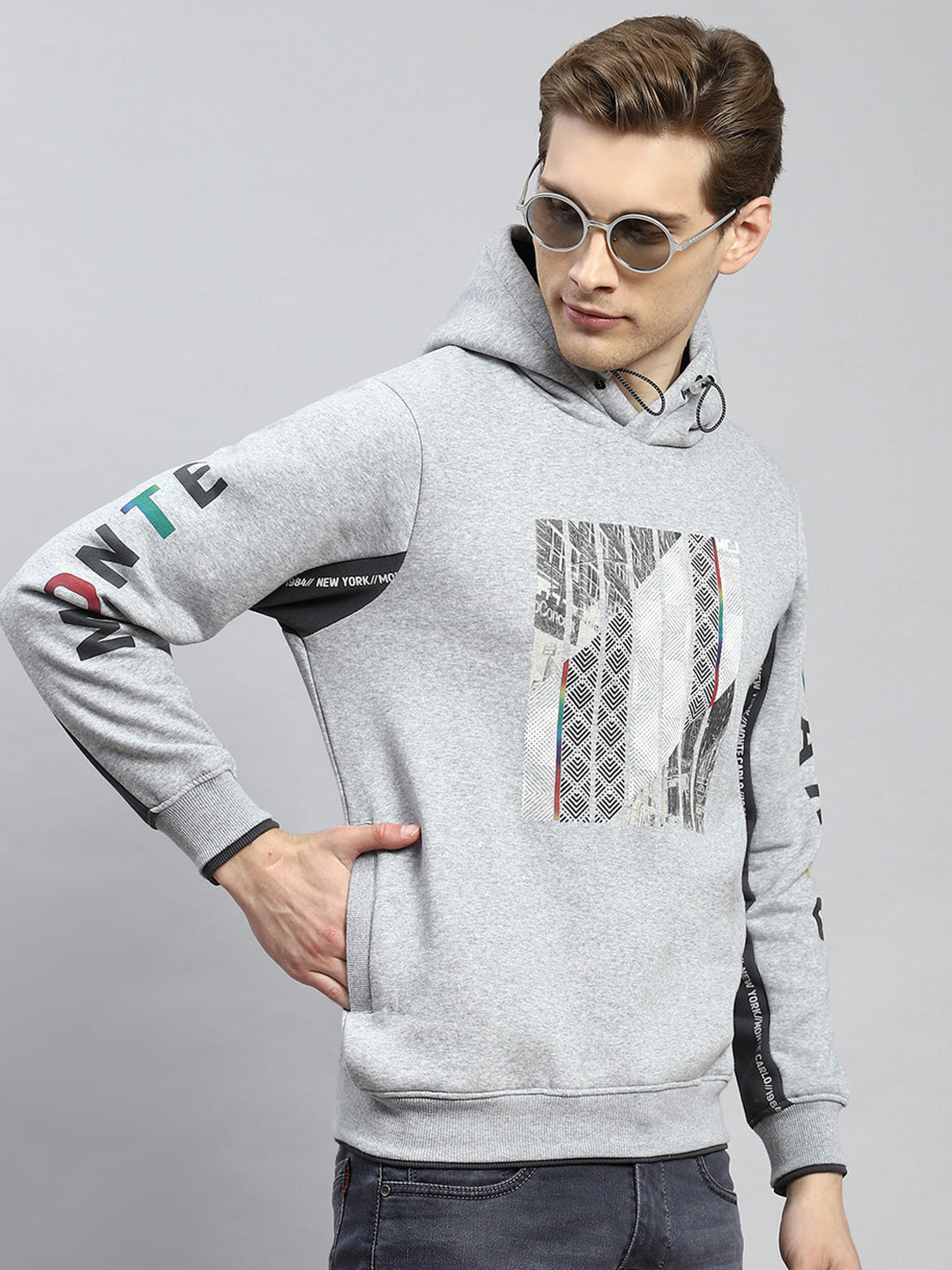 Men Grey Printed Sweatshirt