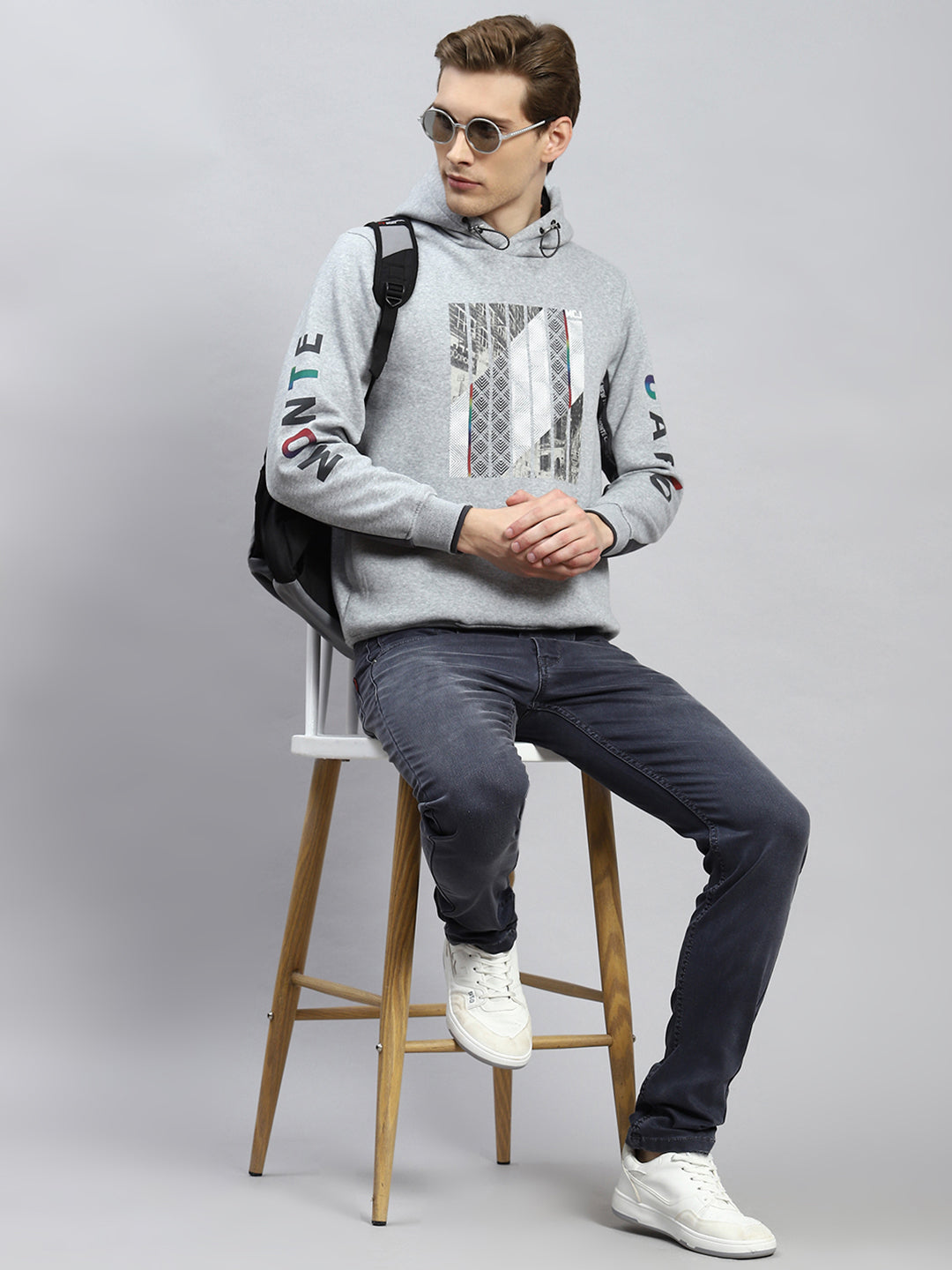 Men Grey Printed Sweatshirt
