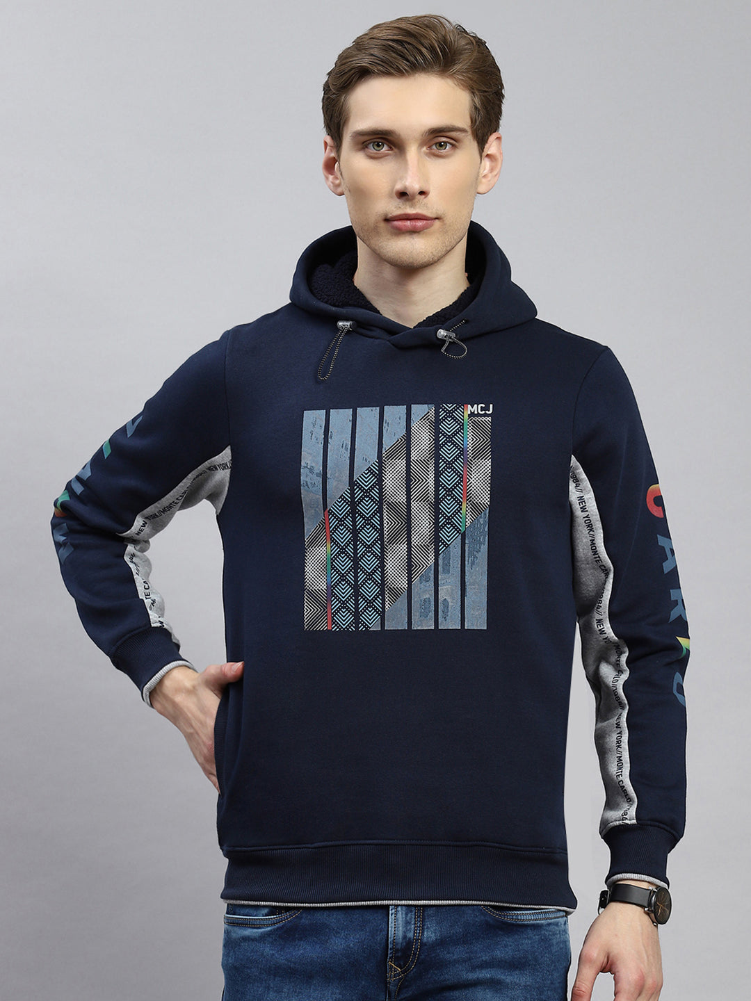 Men Blue Printed Sweatshirt